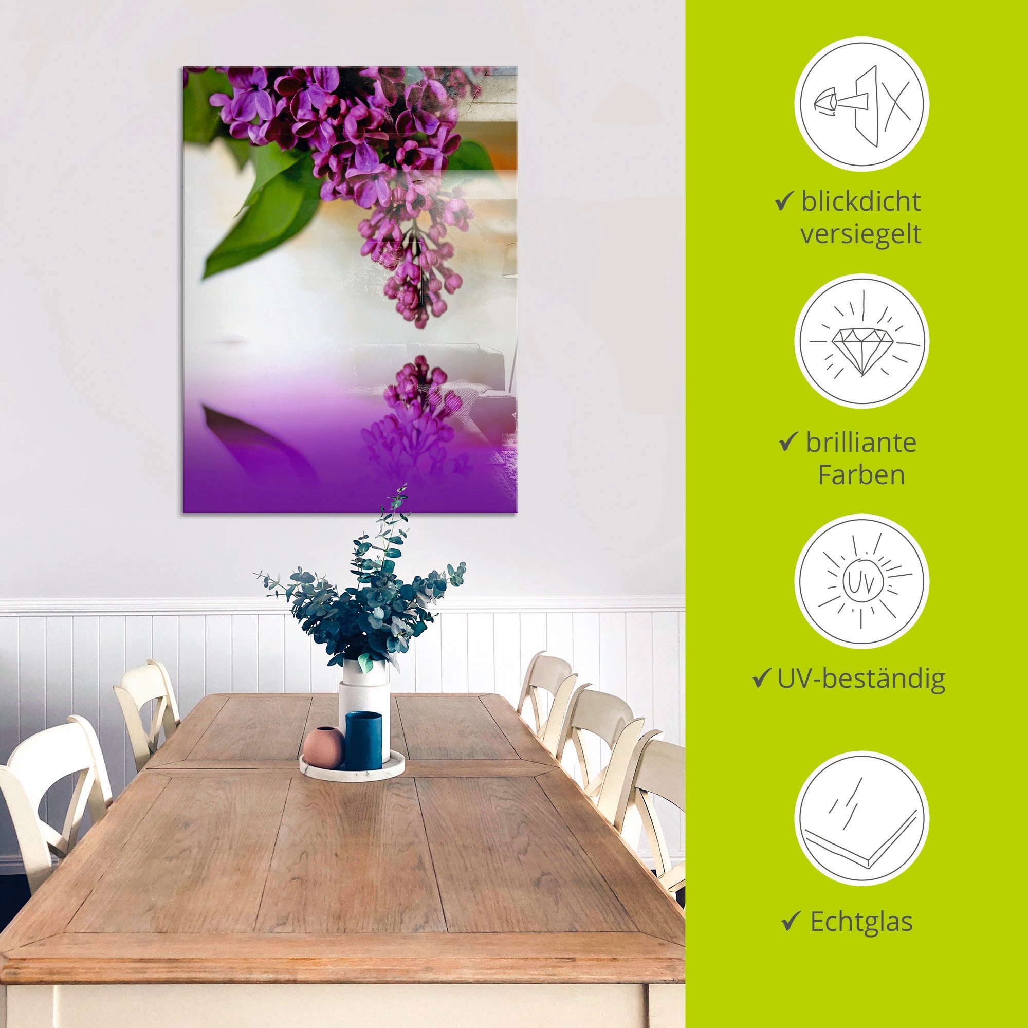 Artland Print op glas Lila in verschillende maten