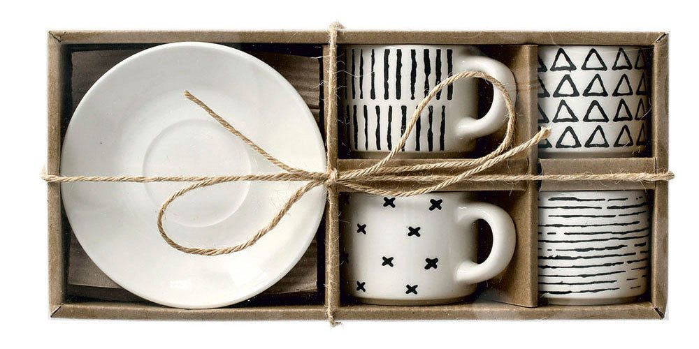 Zeller Present Espressokopje 8-delig (4 kopjes/4 schotels) (set, 8-delig)