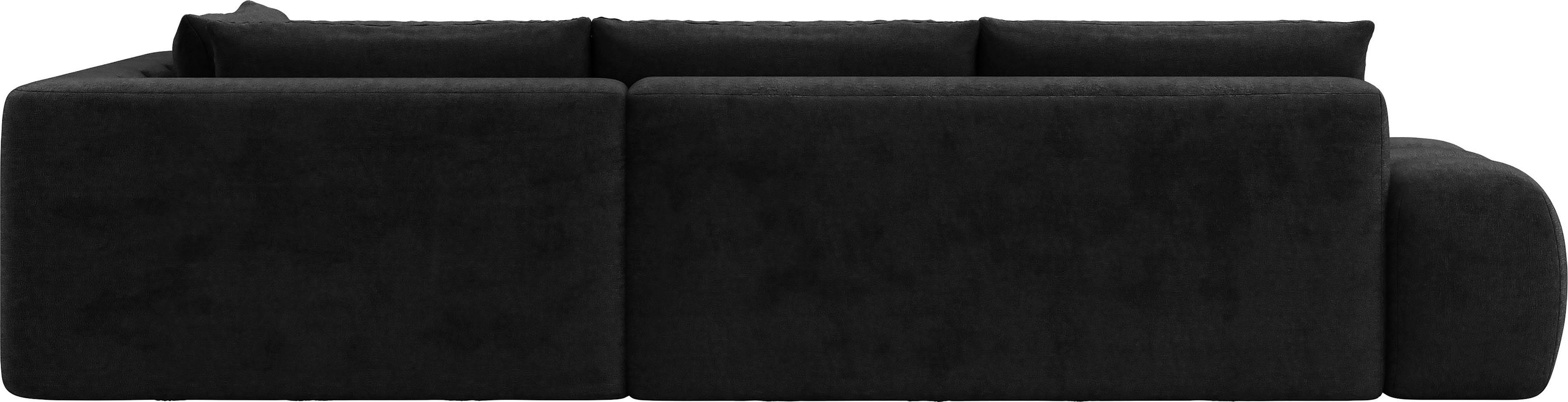INOSIGN Hoekbank AZITA designsofa, elegant en comfortabel L-vorm, bubbel-look losse rugkussens, droomachtige stiksels, afmetingen b/d/h: 352/210/72 cm