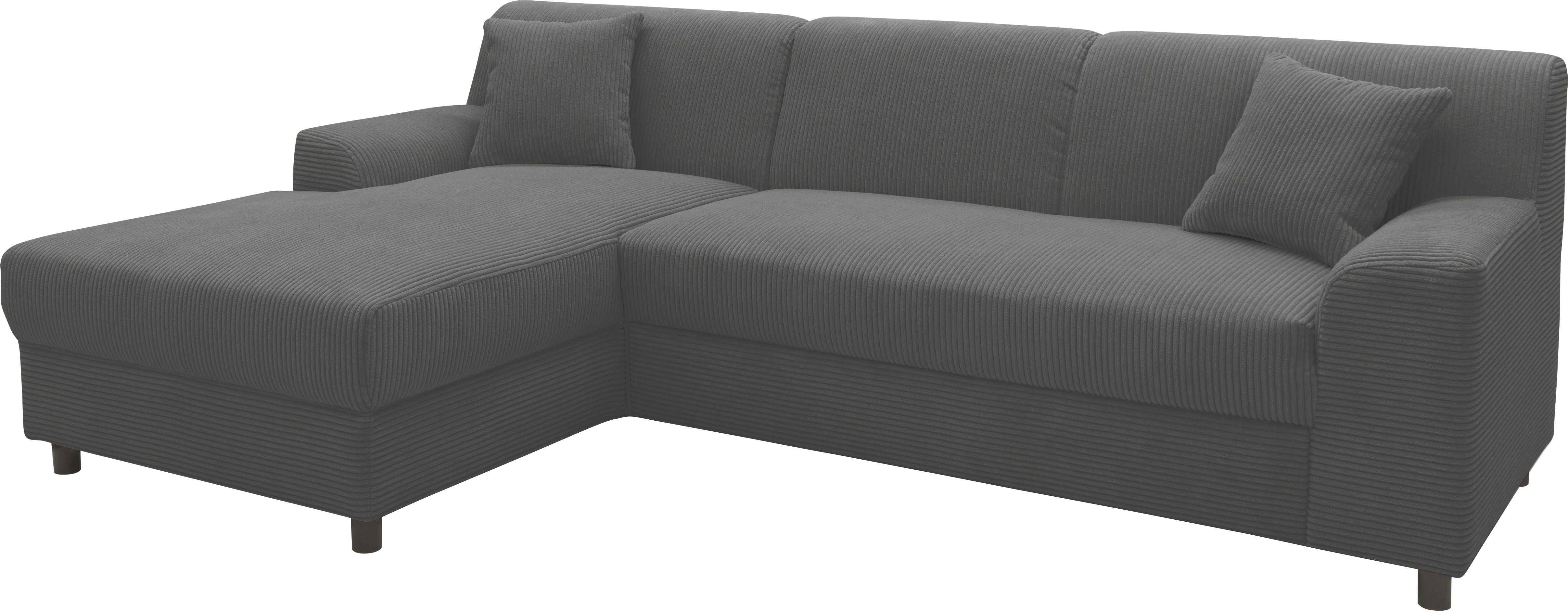 INOSIGN Hoekbank Turah 2, L-vorm, in Cord en waterafstotende microvezel, Vering B/D/H: 241/146/79 cm, incl. sierkussen, optioneel met bedfunctie