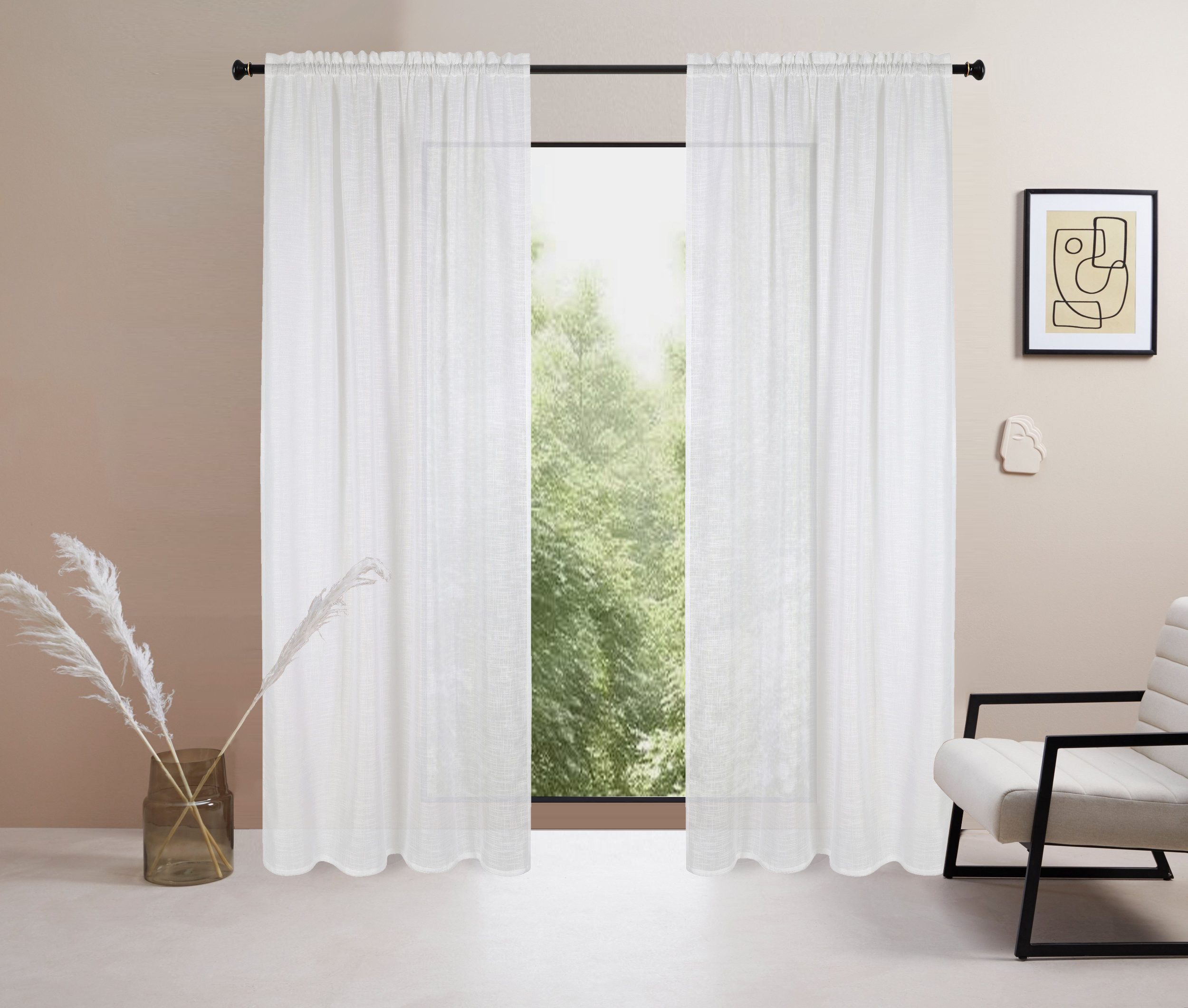 LeGer Home by Lena Gercke Gordijn Marusha 1 gordijn, linnen-look, geweven, verschillende maten(1 stuk) kant & klaar gordijnen maat 3 wit