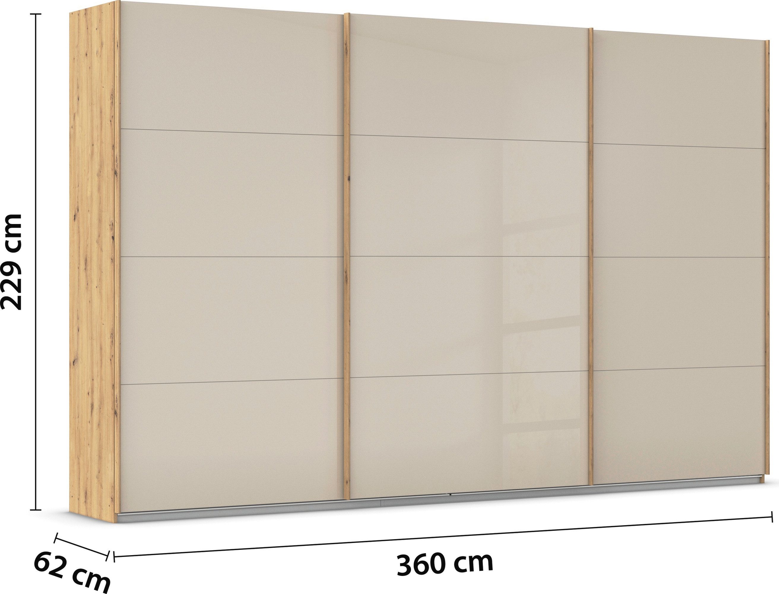 rauch Schuifdeurkast Kledingkast Kast Garderobe AGORDO met Glasfront doordachte binnenuitrusting, in 4 breedtes en 2 hoogtes made in germany