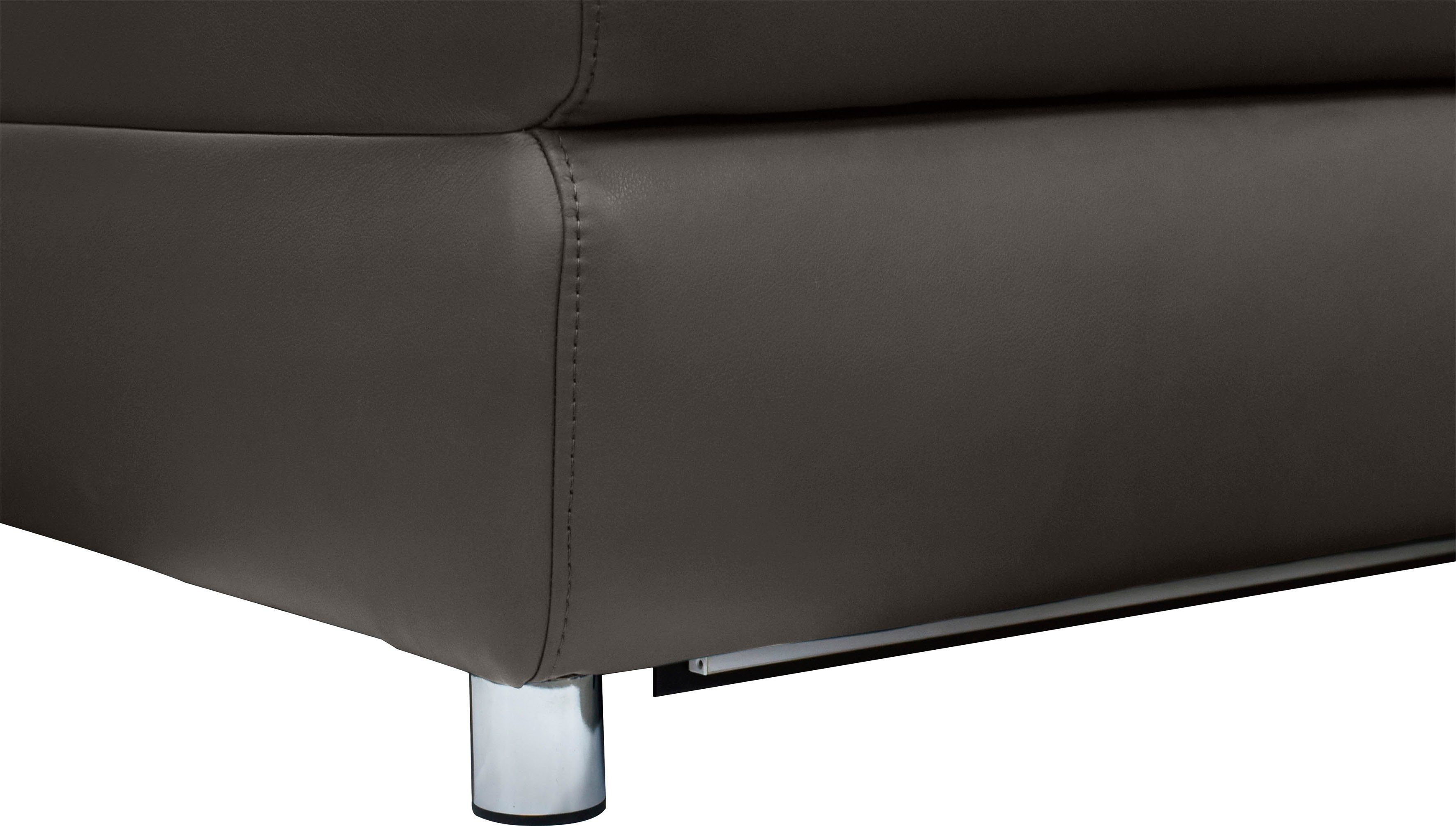 Places of Style Hoekbank Pareli, L-model, 259 cm, met récamier, echt leer, imitatieleer, weefstof