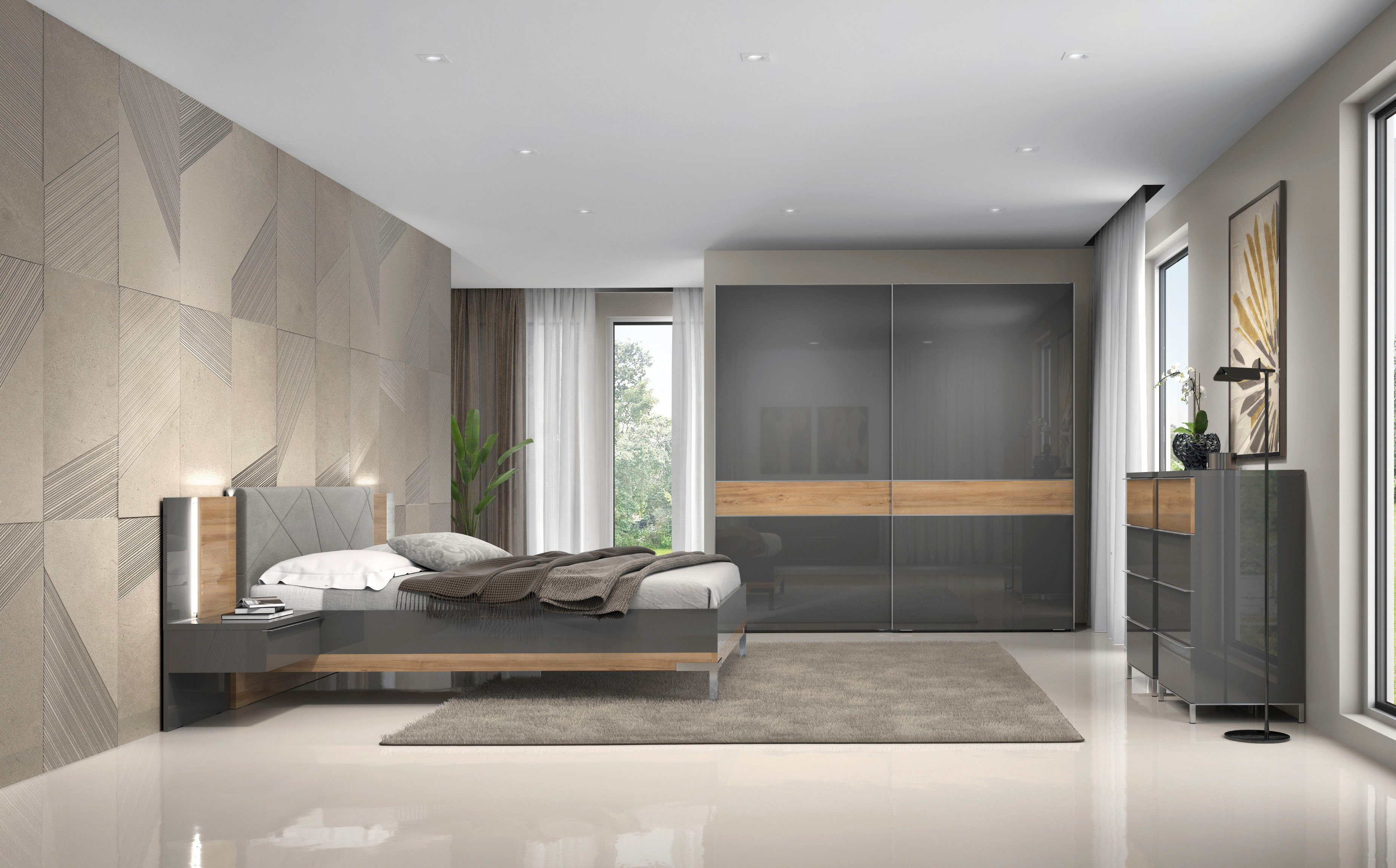 Places of Style Nachtkastje Onyx UV gelakt, met soft-closefunctie, met ledverlichting
