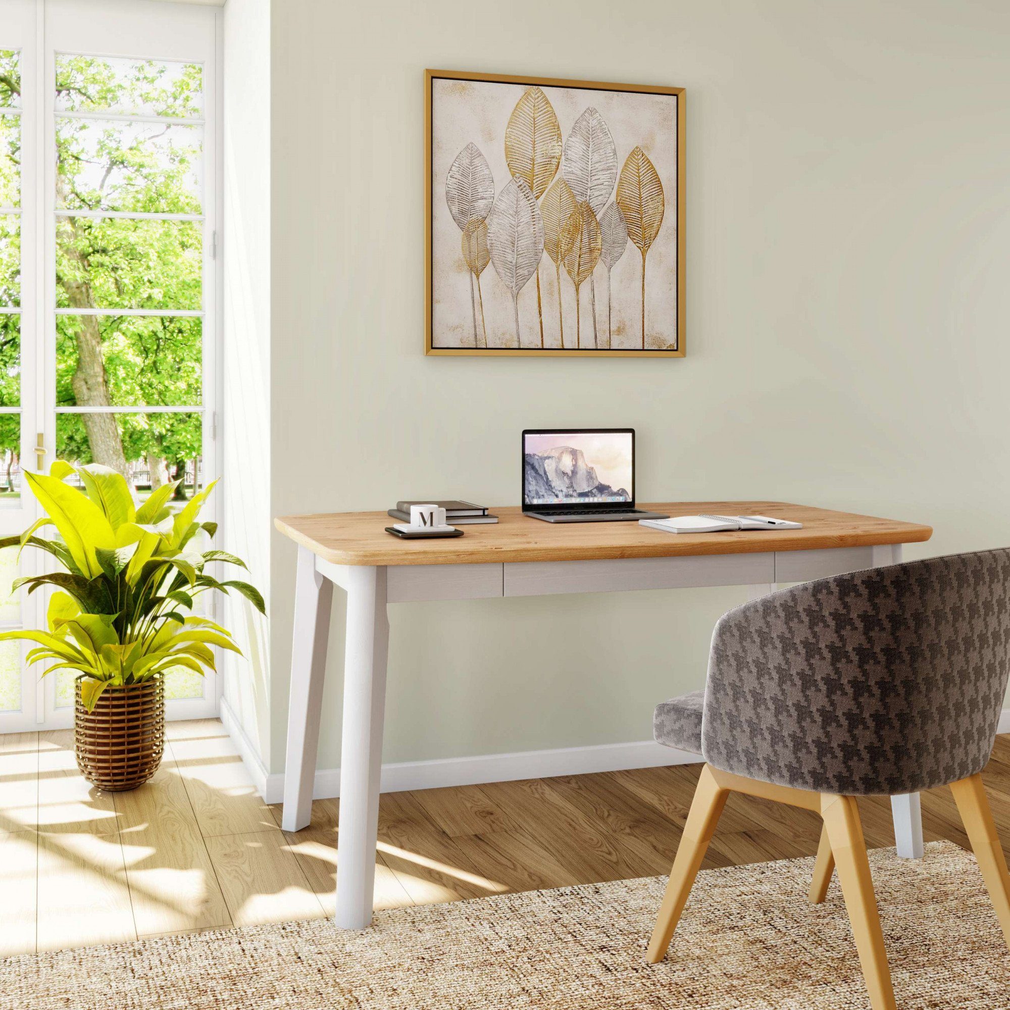 Home affaire Eettafel Palermo, multifunctionele tafel, werktafel, bureau met opbergruimte, opklapbaar blad, home office bureau, massief hout