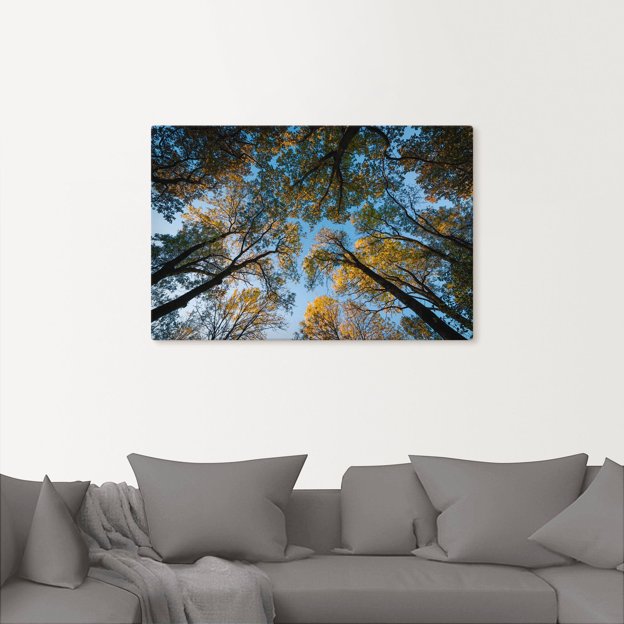 Artland Artprint Herfst in het bos als artprint van aluminium, artprint voor buiten, artprint op linnen in verschillende maten