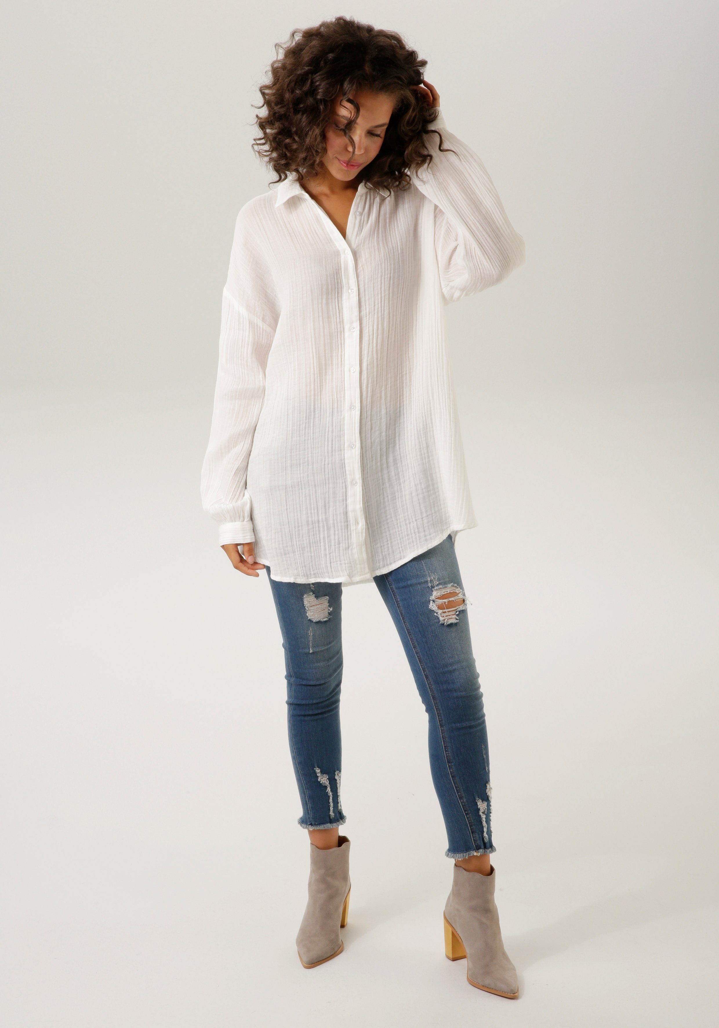 Aniston CASUAL Overhemdblouse in trendy musselin-kwaliteit