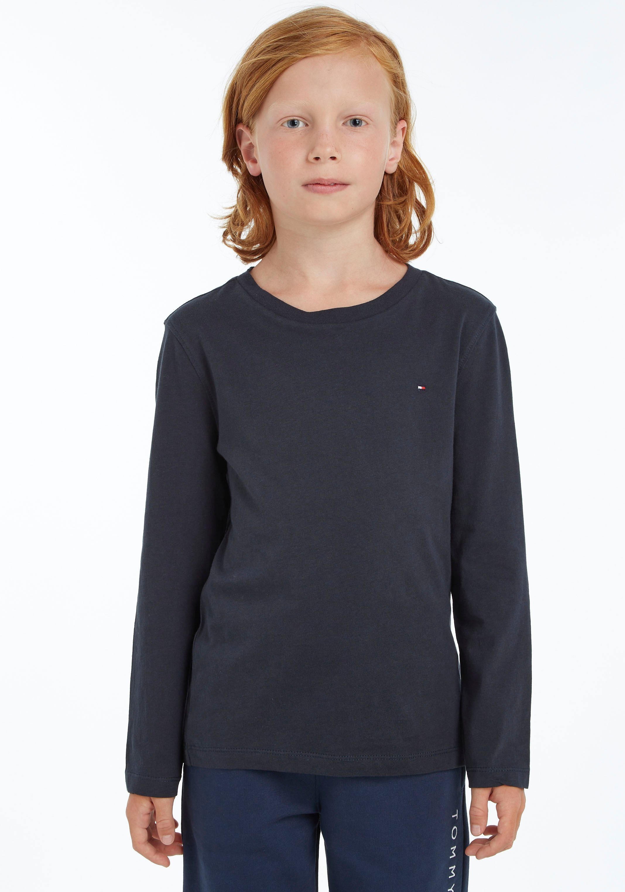 tommy hilfiger shirt met lange mouwen boys basic cn knit l-s blauw