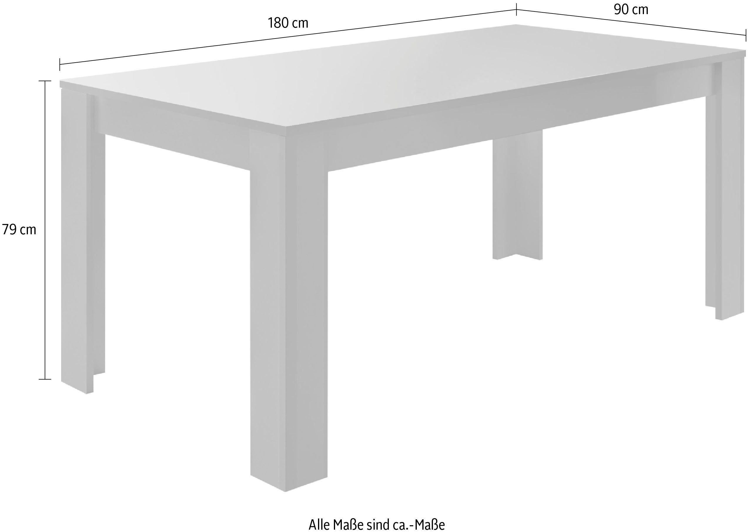INOSIGN Eettafel Dama 180 x 90 cm, keukentafel, eettafel rechthoekig, tafelblad dikte 22 mm, verschillende kleuren