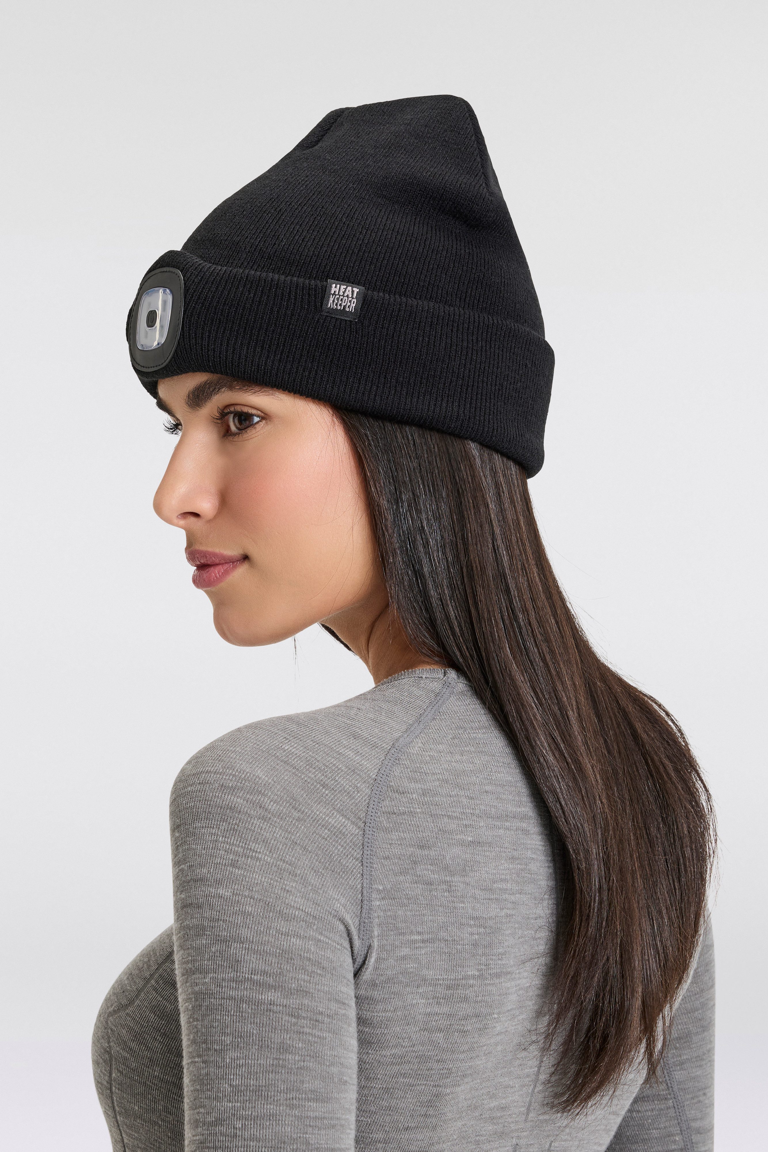 HEAT keeper Gebreide muts MEN THERMAL BEANIE+LED LIGHT RECHARGE oplaadbare, afneembare led-lamp voor de donkere tijd van het jaar (2 stuks)