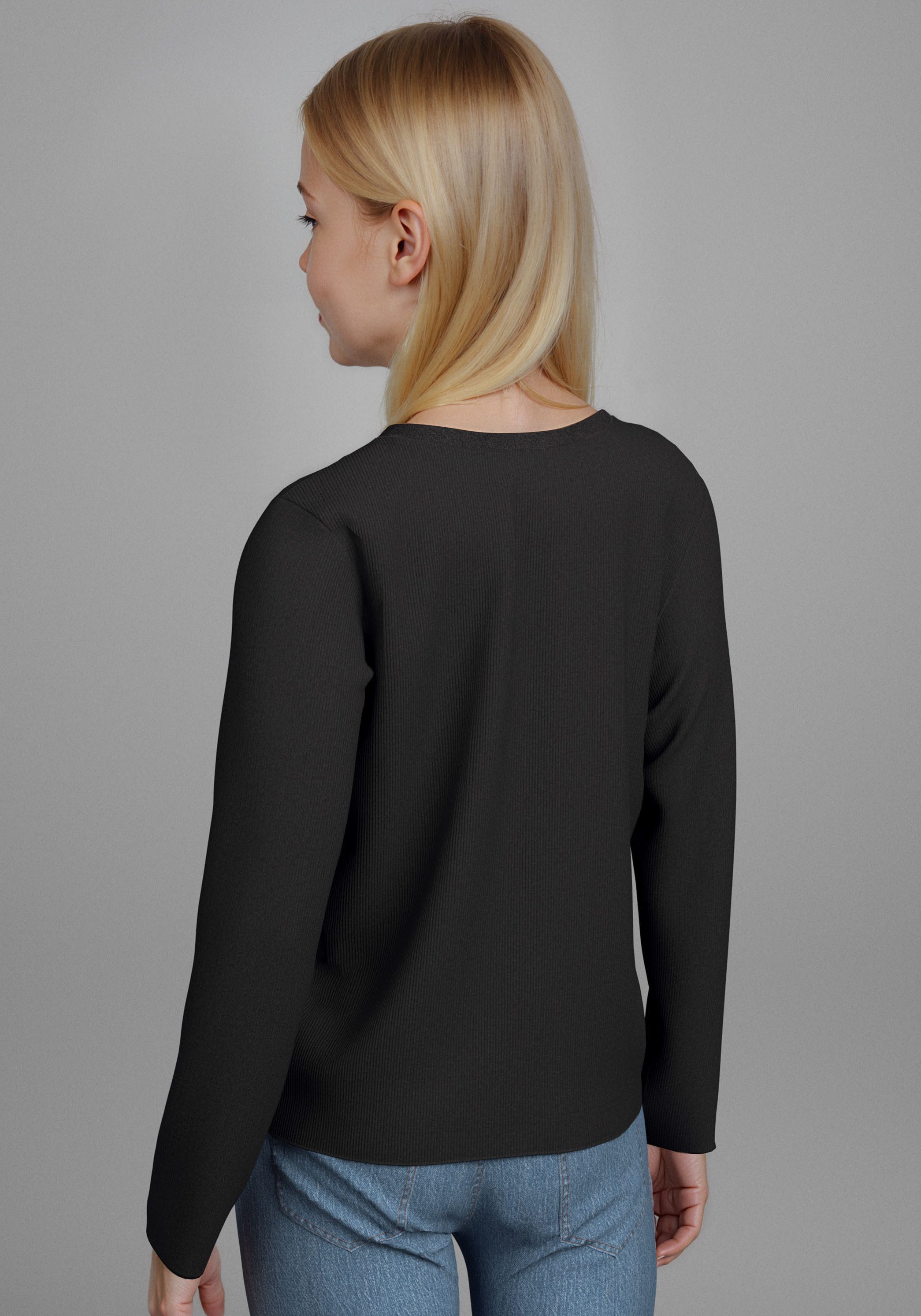H.I.S Shirt met lange mouwen 2-pack shirts van ribstof (2-delig)