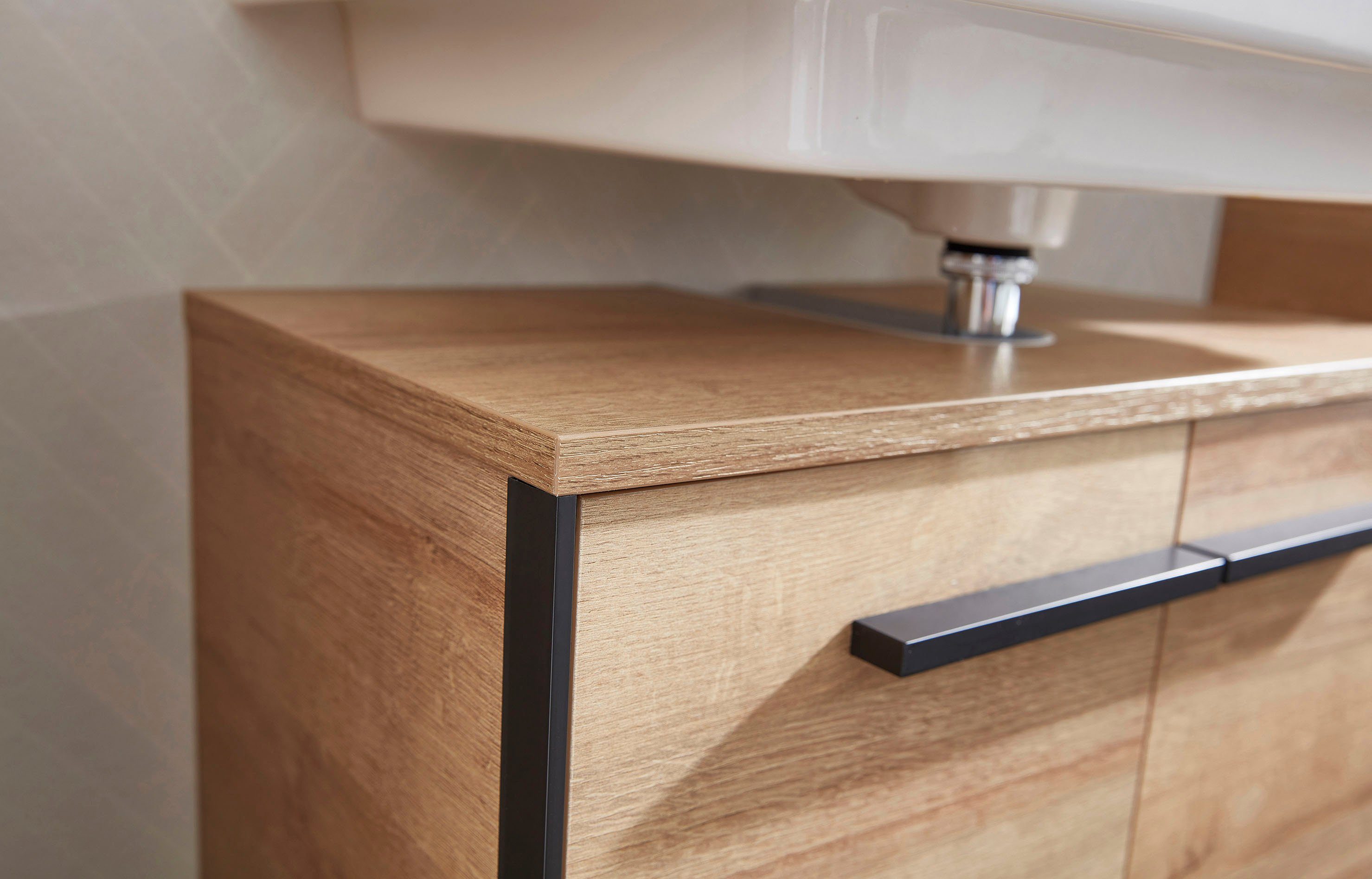 Saphir Badkamerserie Quickset 395 4-delig, wastafelonderkast met led-spiegelkast (4-delig)