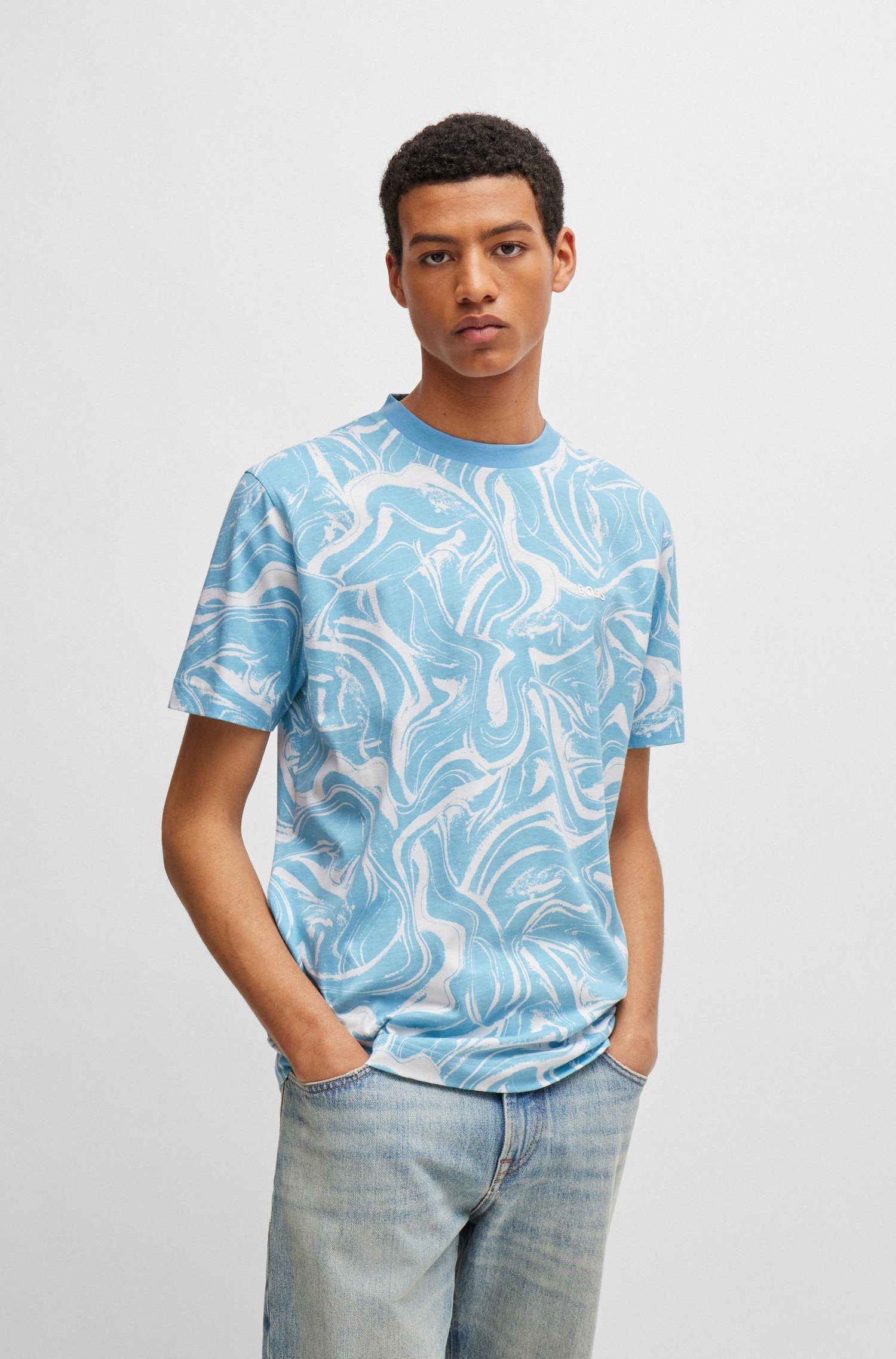 Boss Orange T-shirt met all-over print model 'Ocean'