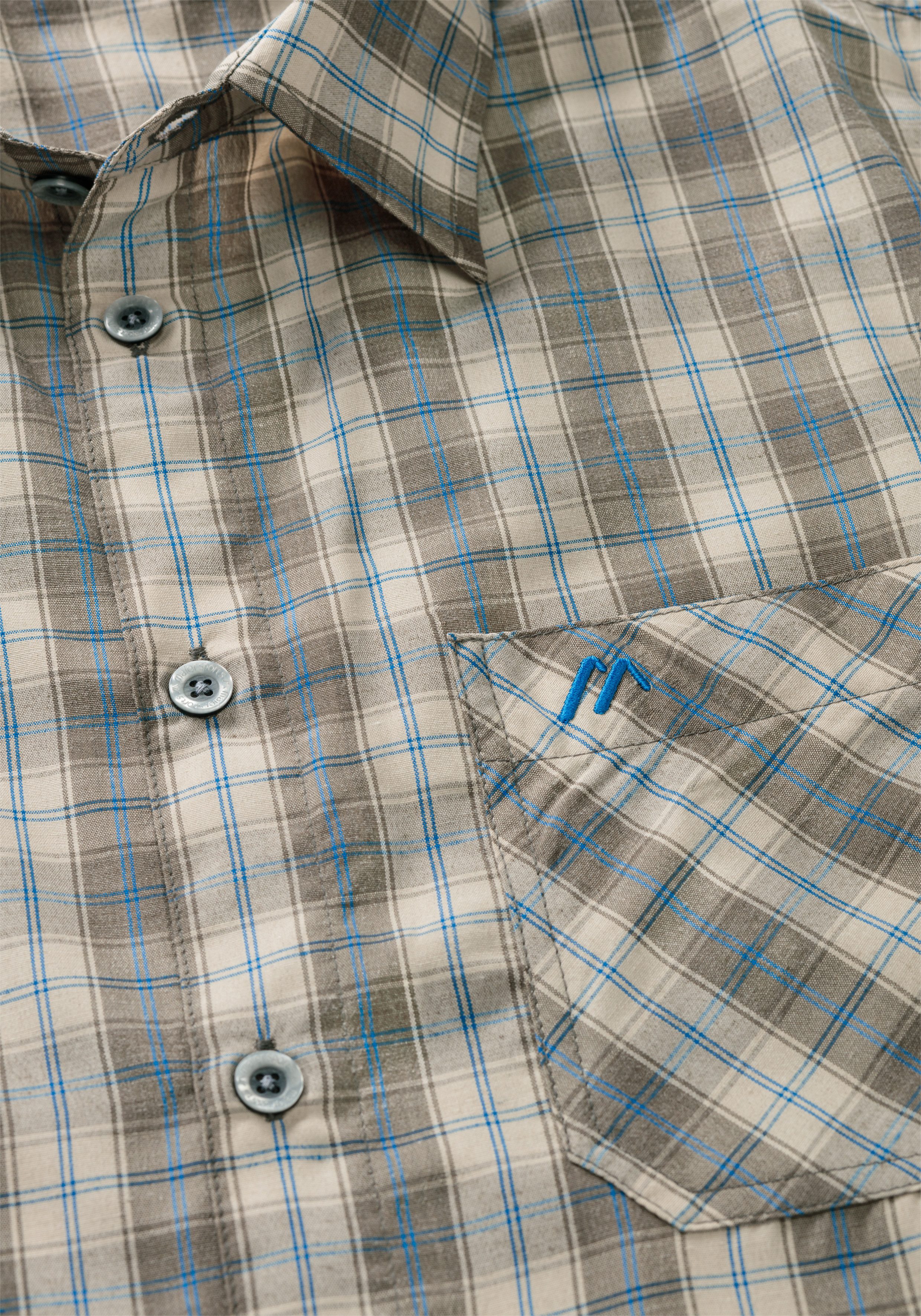 Maier Sports Functioneel shirt Mauro Geruite overhemd met korte mouwen voor wandelen, reizen en vrije tijd
