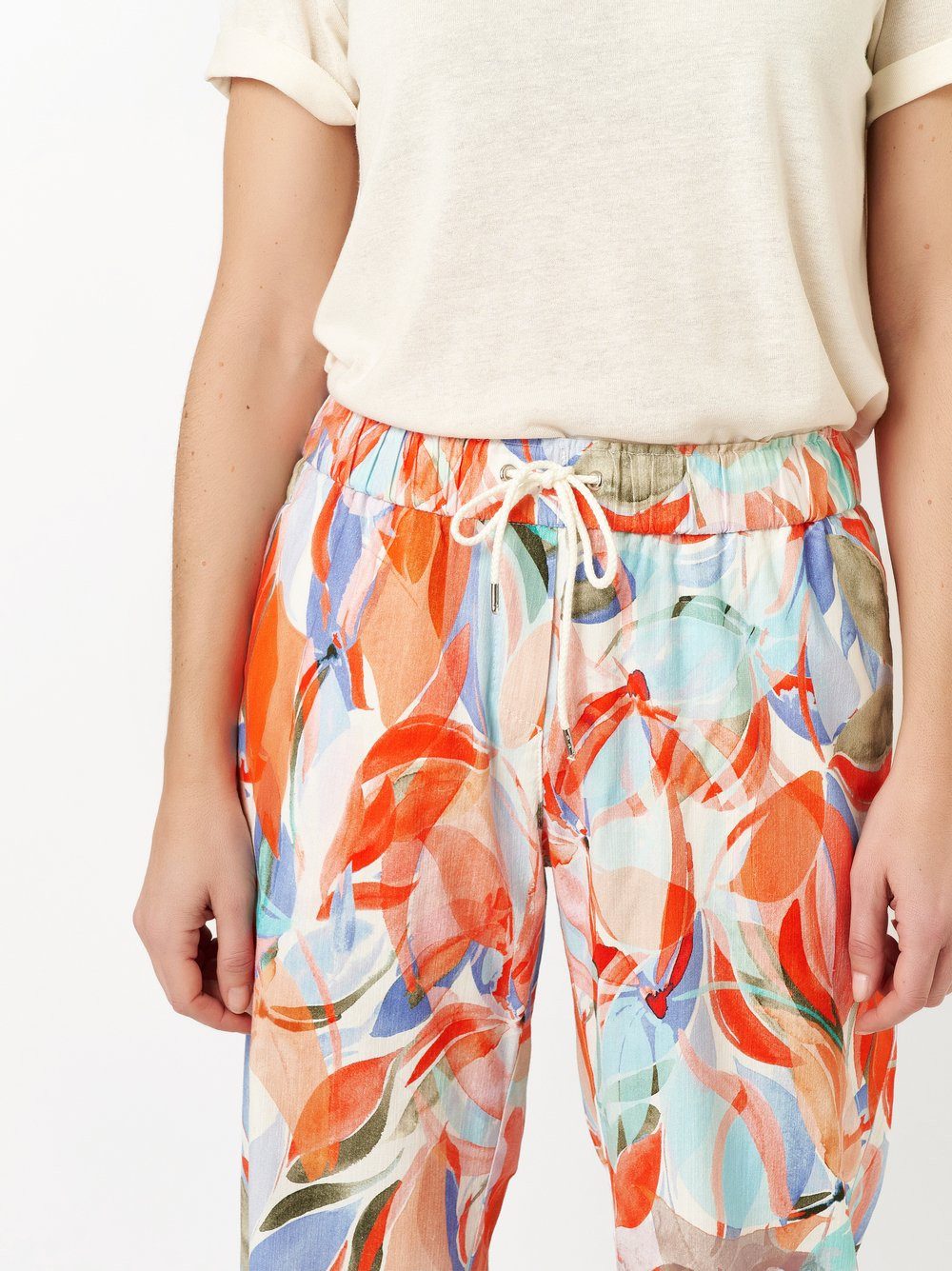TONI 3/4 broek Pia met wijde pijpen, van zomerse kwaliteit met linnen