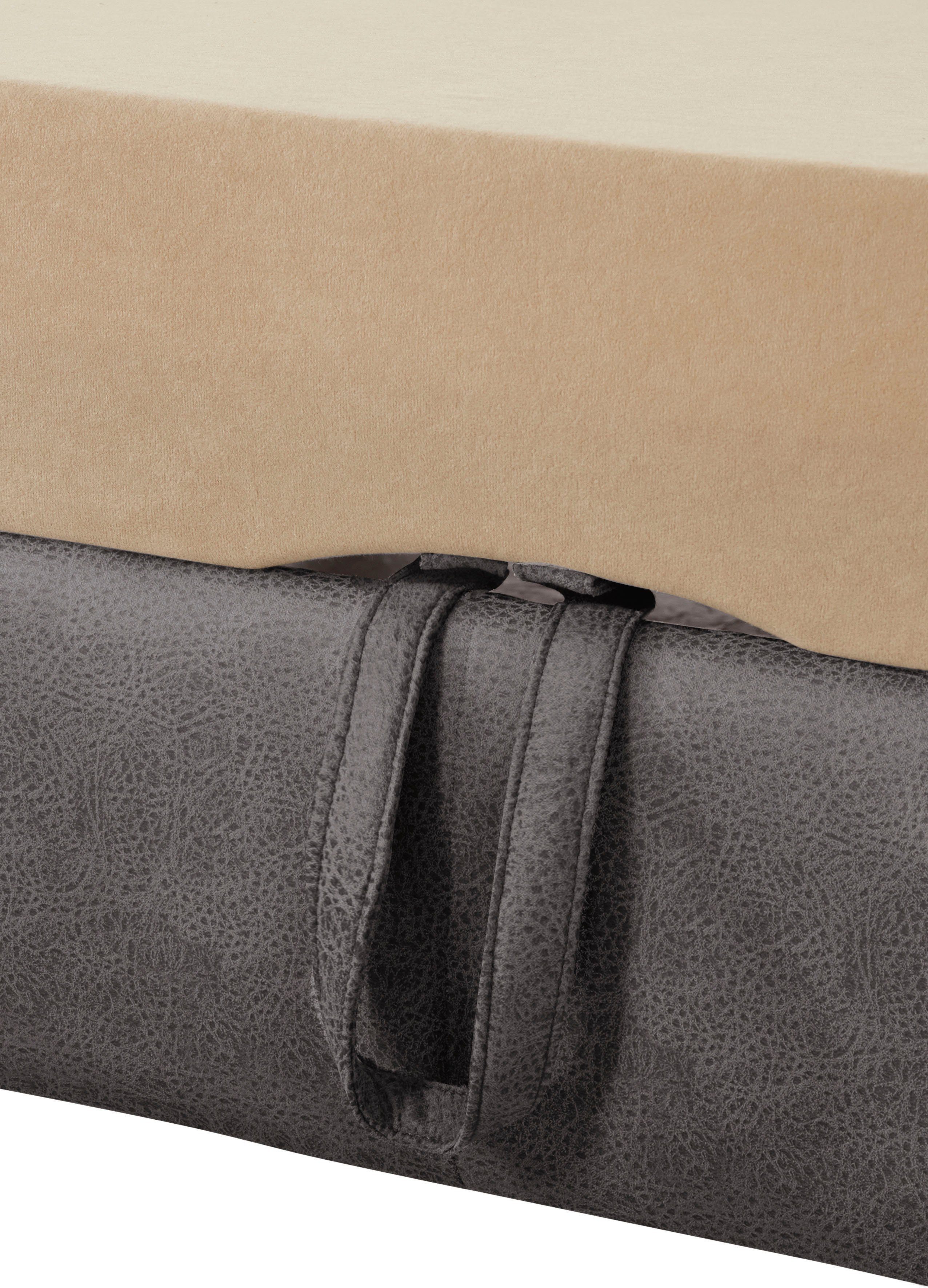 exxpo - sofa fashion Hoekbank Enya, uitgebreide afwerking, hoog zitcomfort, comfortabel, L-vorm inclusief verstelbare hoofdsteun, naar keuze met slaapfunctie en bedkist