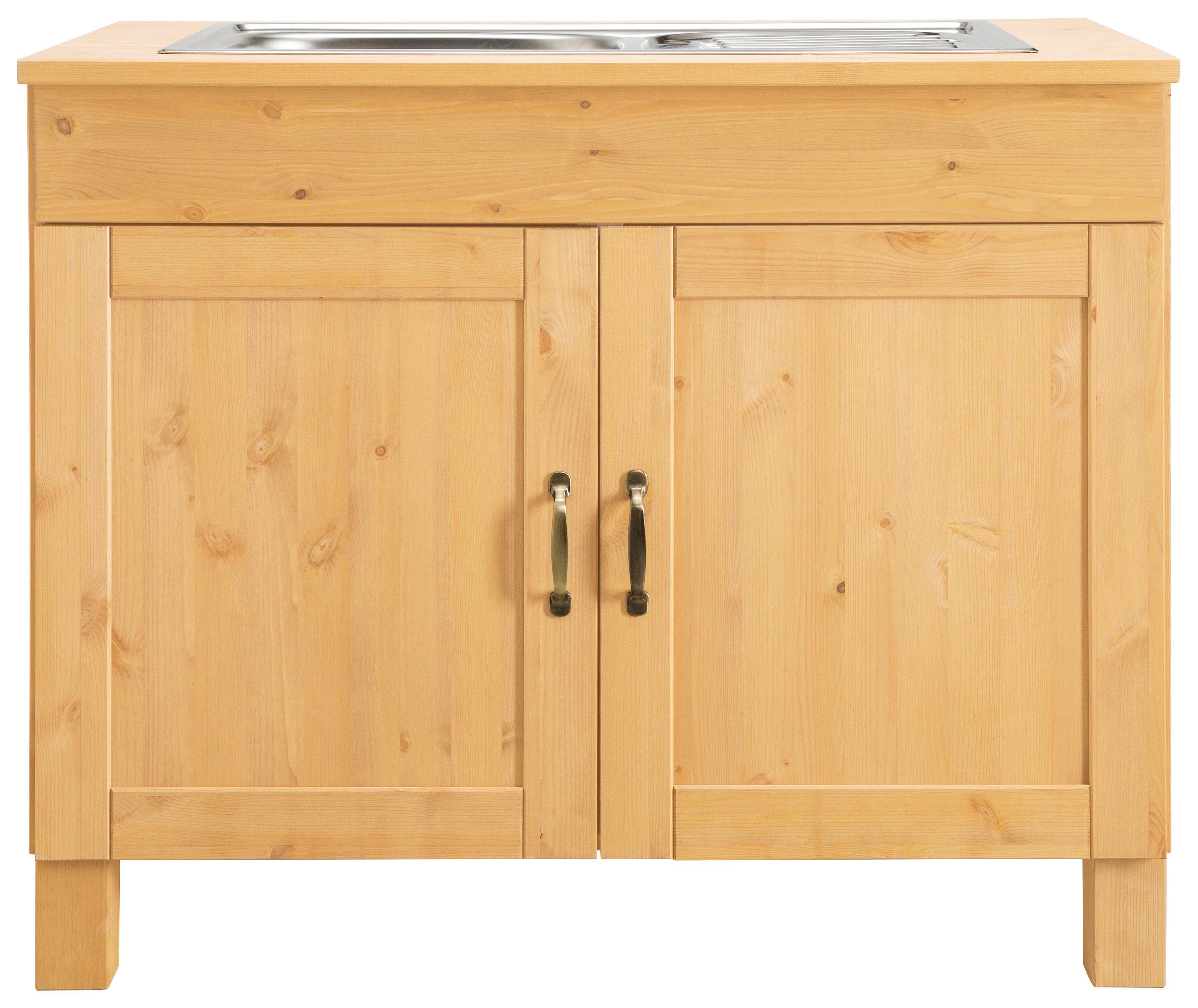 Home affaire Gootsteenkast Alby Breedte 100 cm, 1 vak gootsteenkasten maat 100 cm x 85 cm x 60 cm beige