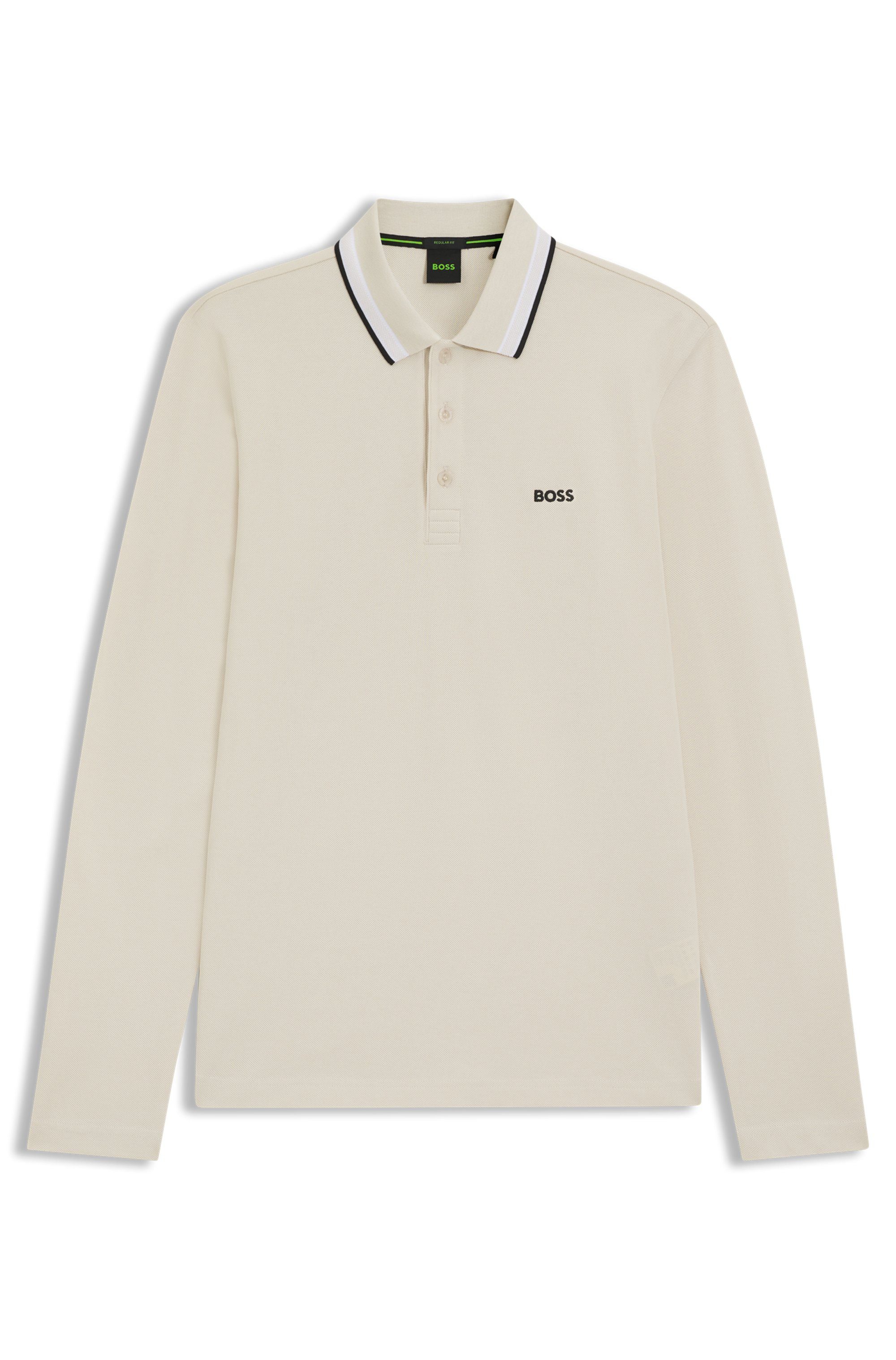 BOSS GREEN Poloshirt met lange mouwen Plisy met strepen op de kraag