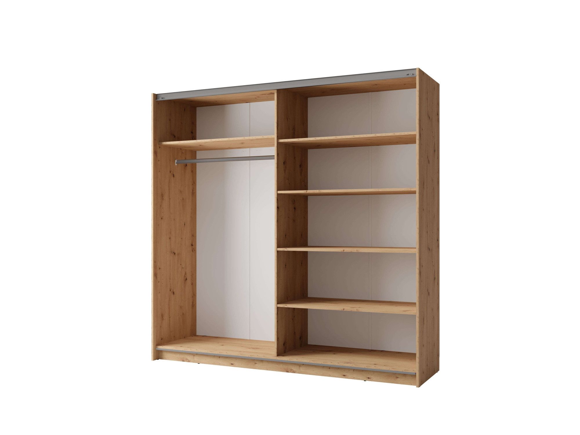 INOSIGN Kledingkast Fresno linnenkast met 5 planken en kledingstang Garderobe met 2 schuifdeuren, B/H/D 200/207/62 cm