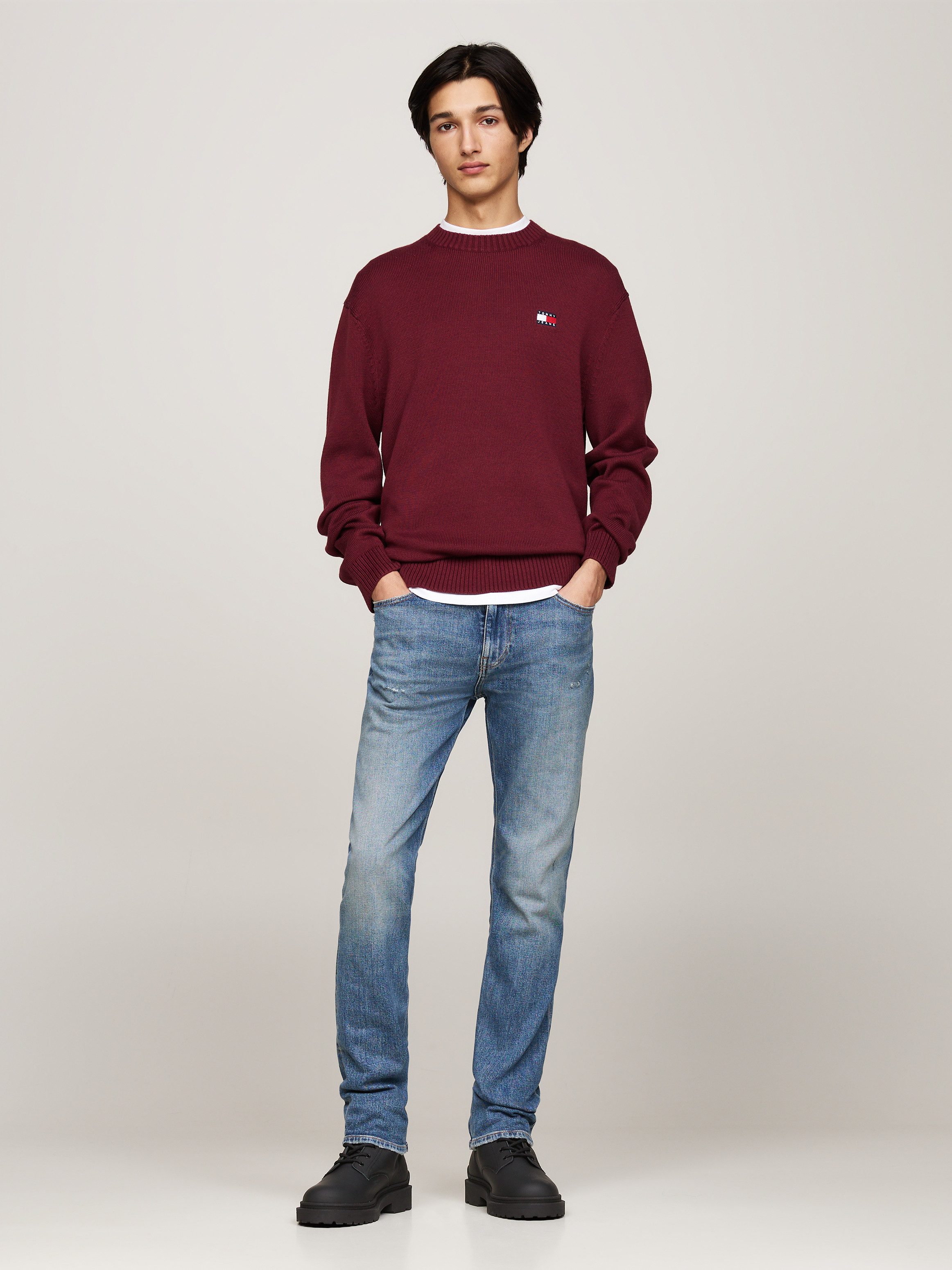TOMMY JEANS Veterschoenen TJM LEATHER LACE UP BOOT hakken, veterschoenen met zijlogo-vlag