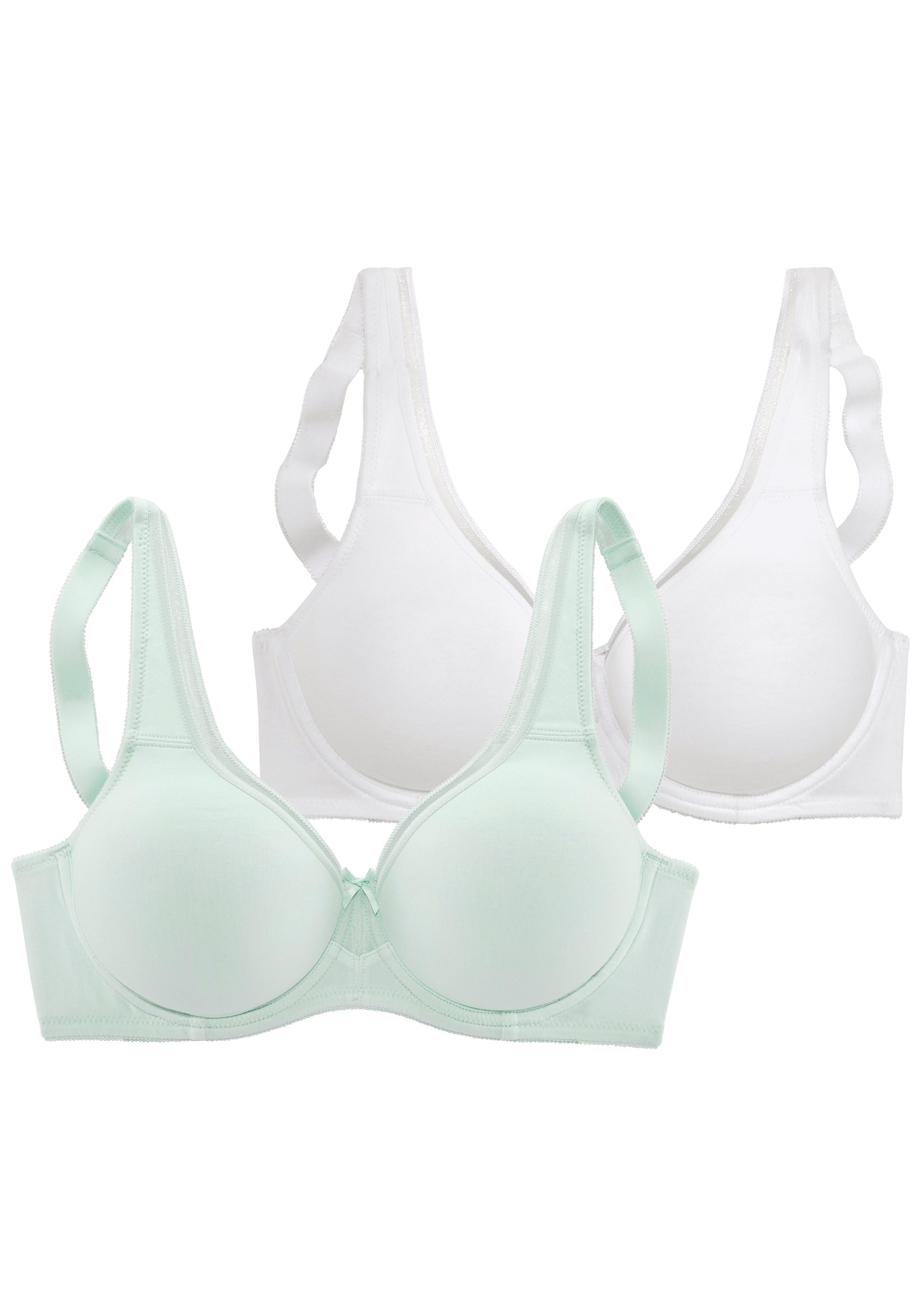 Petite fleur Minimizer-bh van katoen met naadloze cups, basic lingerie (Set van 2) dames minimizer bh's maat 105 B groen