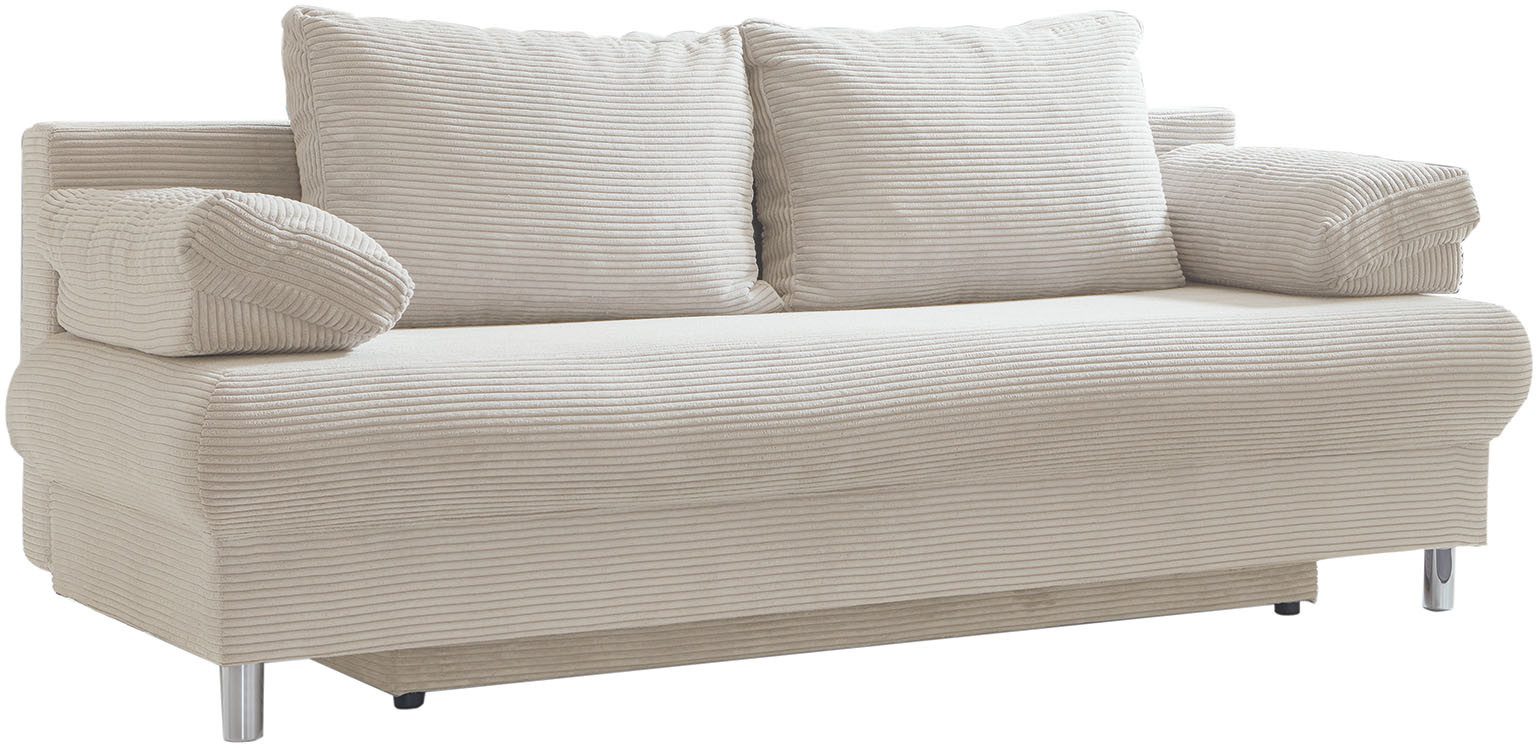 INOSIGN Slaapbank Como 2-zits, pocketvering, breedte 196 cm, incl. rug- en armleuningkussens wit, slaapbanken