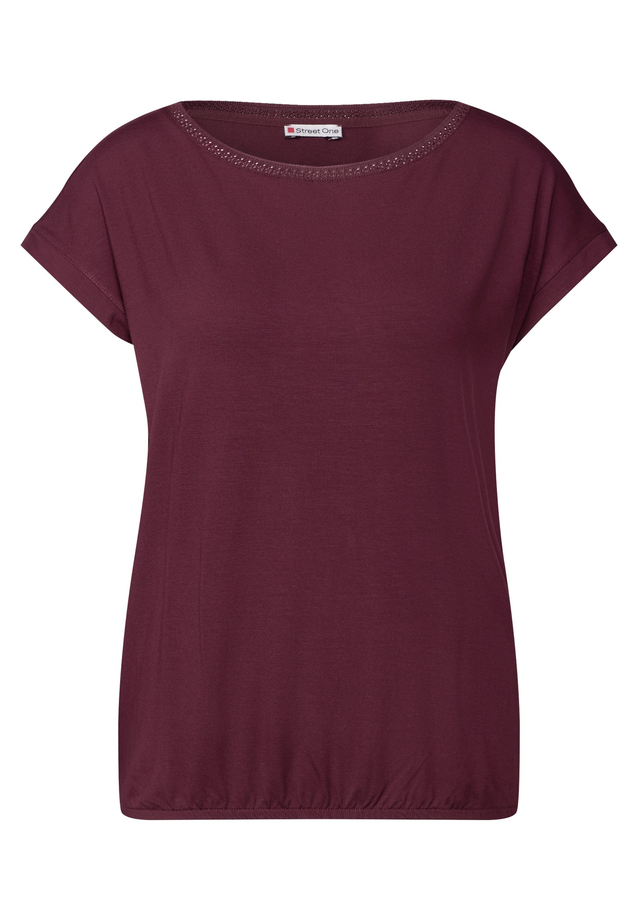 STREET ONE T-shirt met decoratietape en elastische zoom