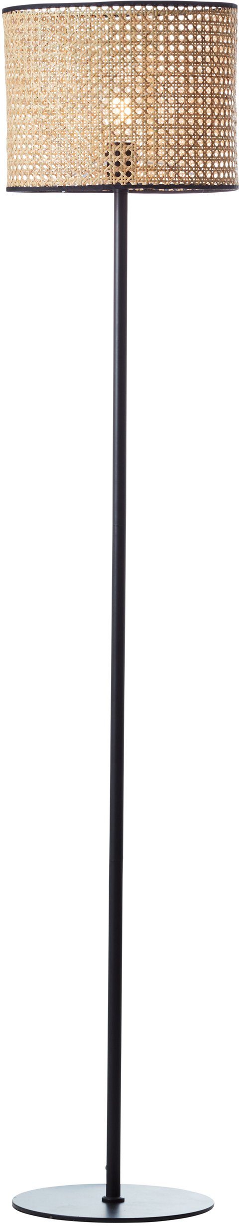 Brilliant Leuchten Staande lamp WILEY 154 cm hoogte, ø 30 cm, 1x e27, metaal/rotan, hout licht/zwart (1 stuk)