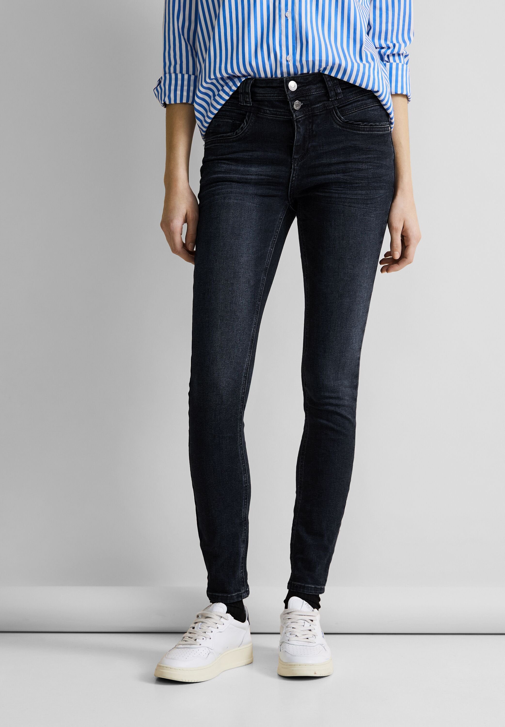 STREET ONE Slim fit jeans in donkere wassing dames slim fit jeans maat 25 blauw