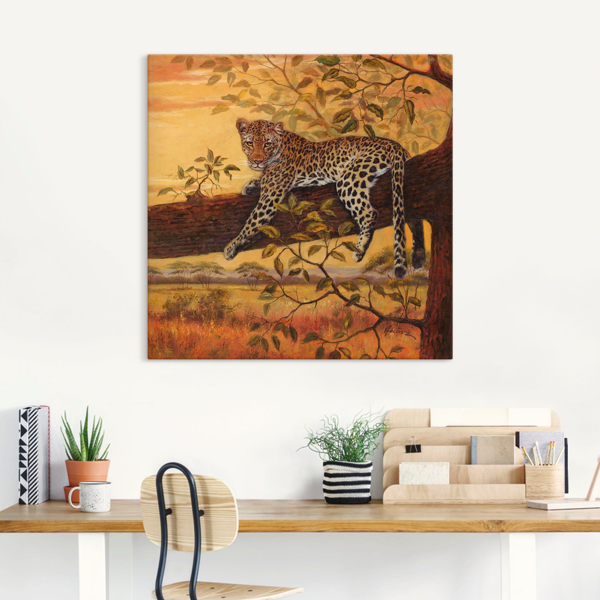Artland Artprint Rustend luipaard als artprint op linnen, muursticker in verschillende maten