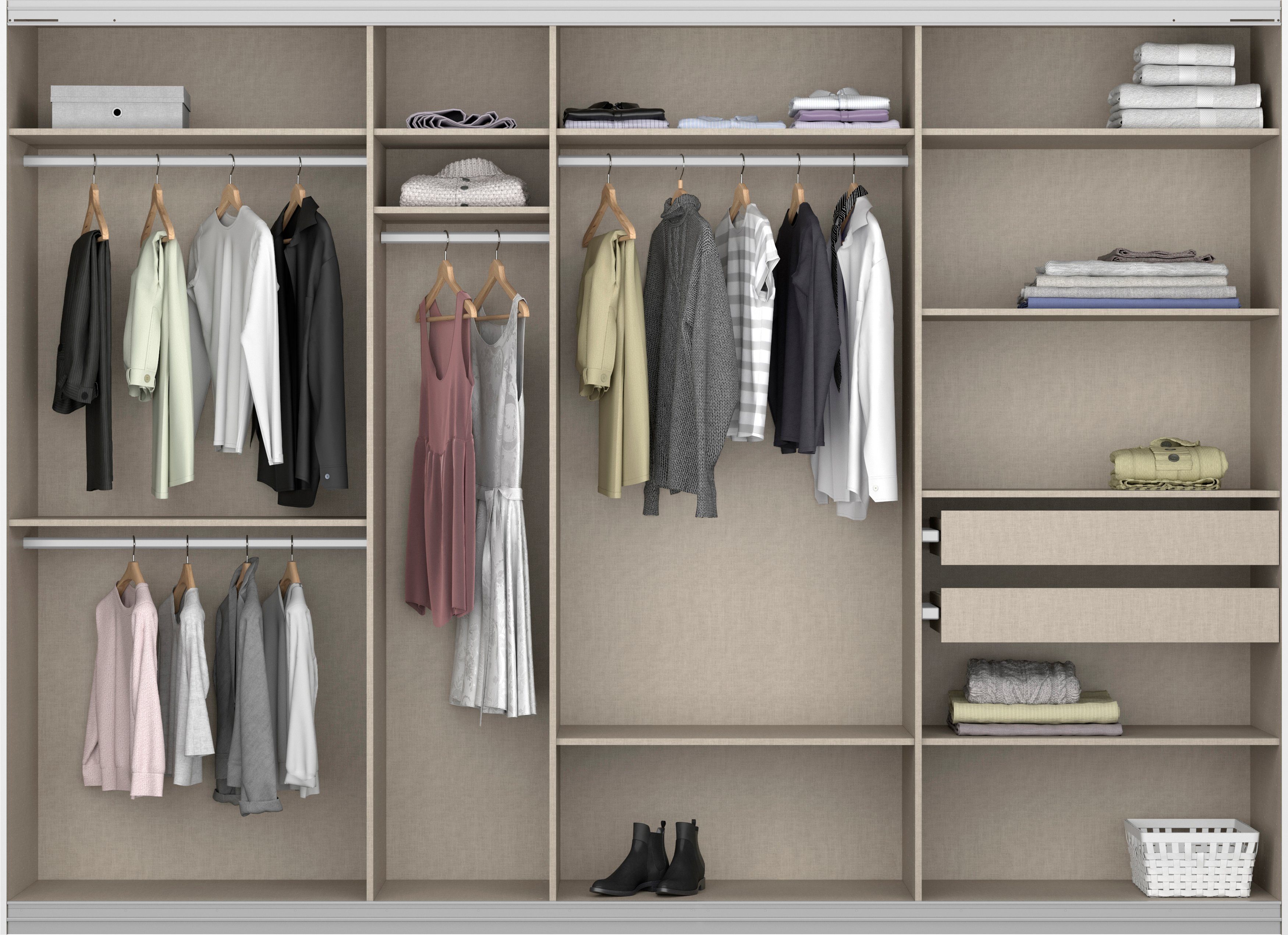 rauch Zweefdeurkast Kledingkast kast garderobe BESTSELLER KOLUNA met spiegel inclusief 2 binnenladen en extra legplanken made in germany