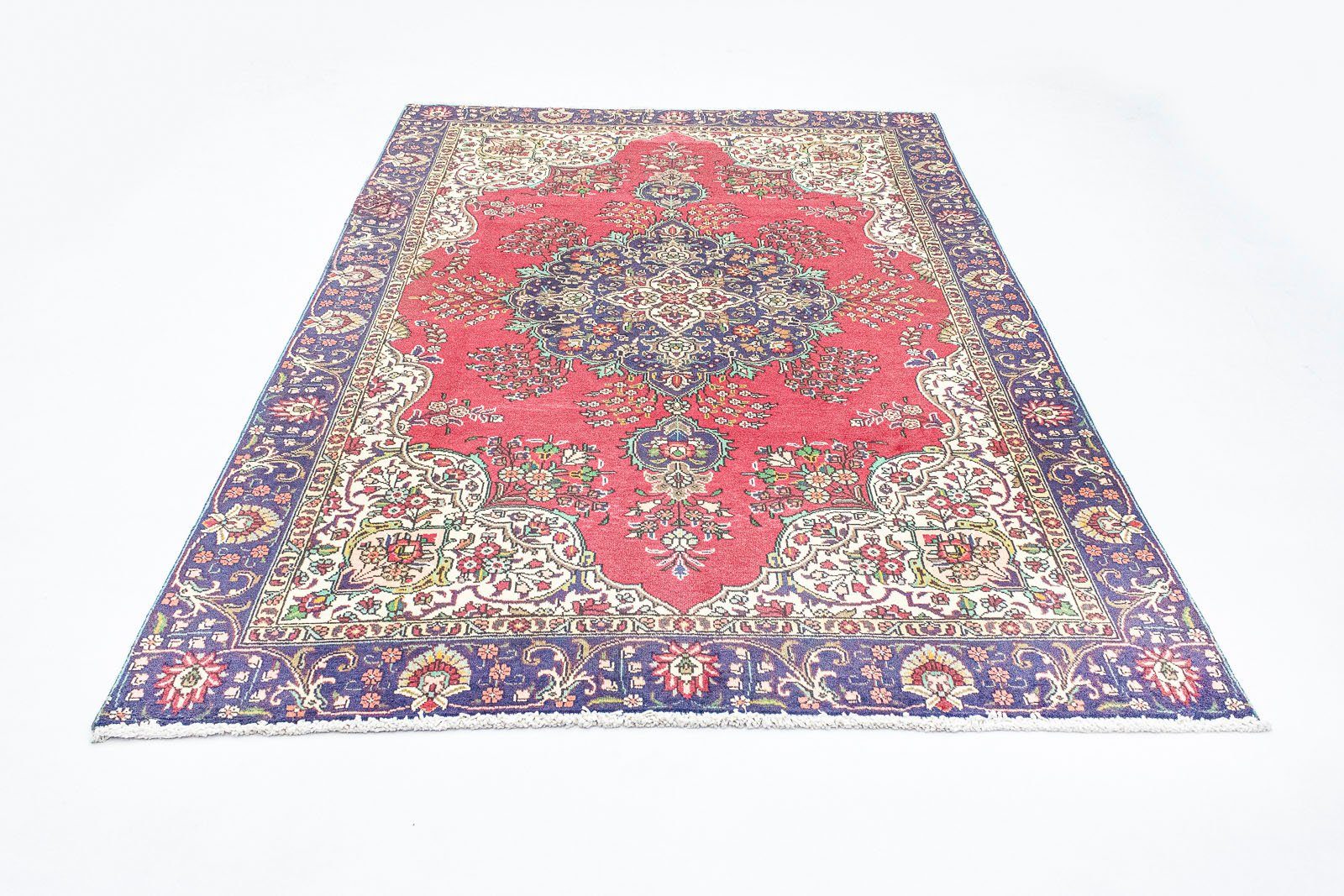 morgenland Wollen kleed Täbriz Teppich handgeknüpft rot-Perserteppich - Täbriz - 287 x 185 cm - rot