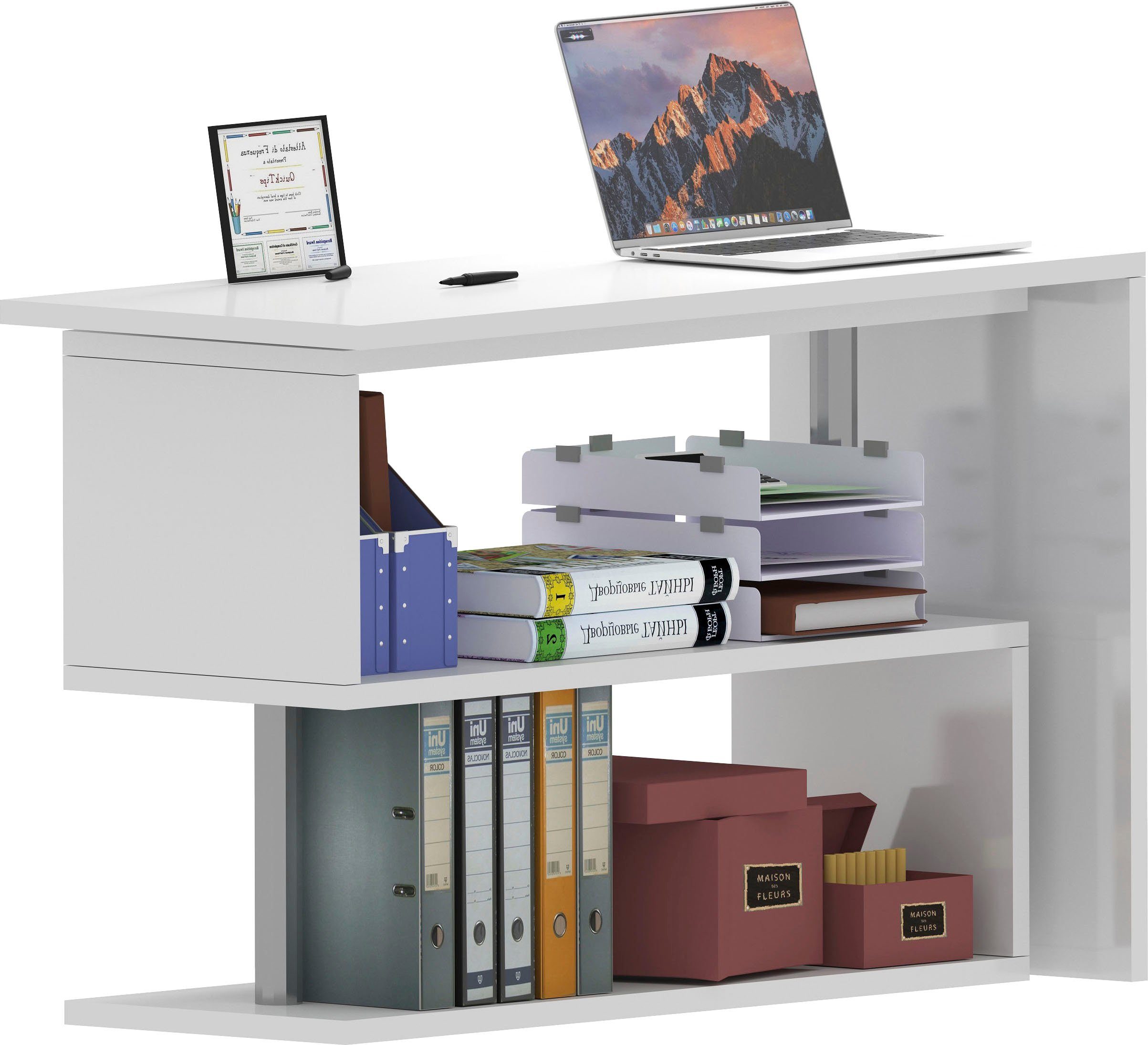 INOSIGN Bureau Volta, Made in Italy multifunctioneel - als computertafel, hoekbureau of sideboard