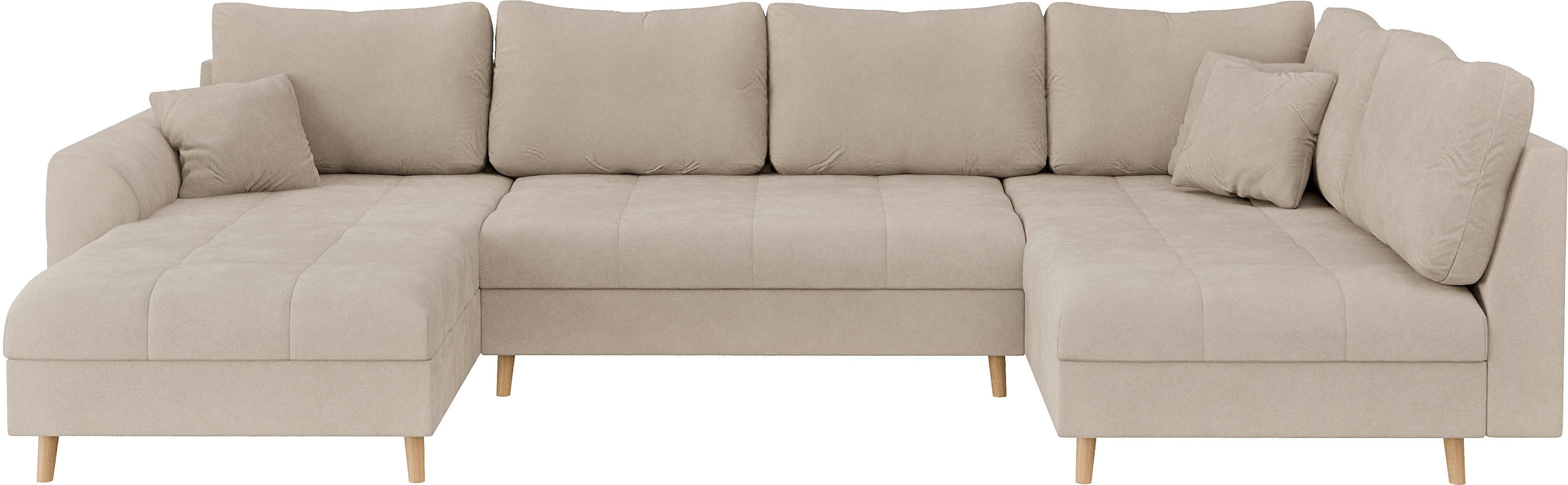 Home affaire Zithoek CHARRE U-vorm met ottomane, afmetingen B/D/H: 310/161/81 cm fijne stiksels, losse rug- en sierkussens, ook in cord en bouclé