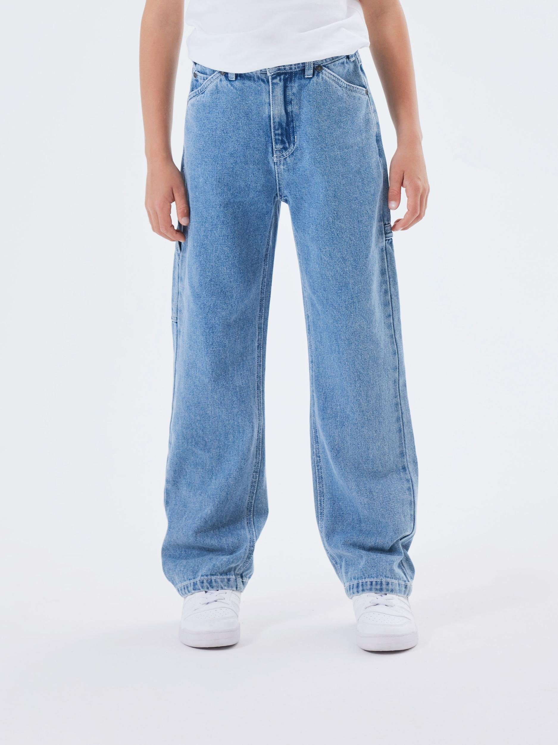 Name it KIDS straight fit jeans NKMRYAN medium blue denim Blauw Jongens Katoen 170