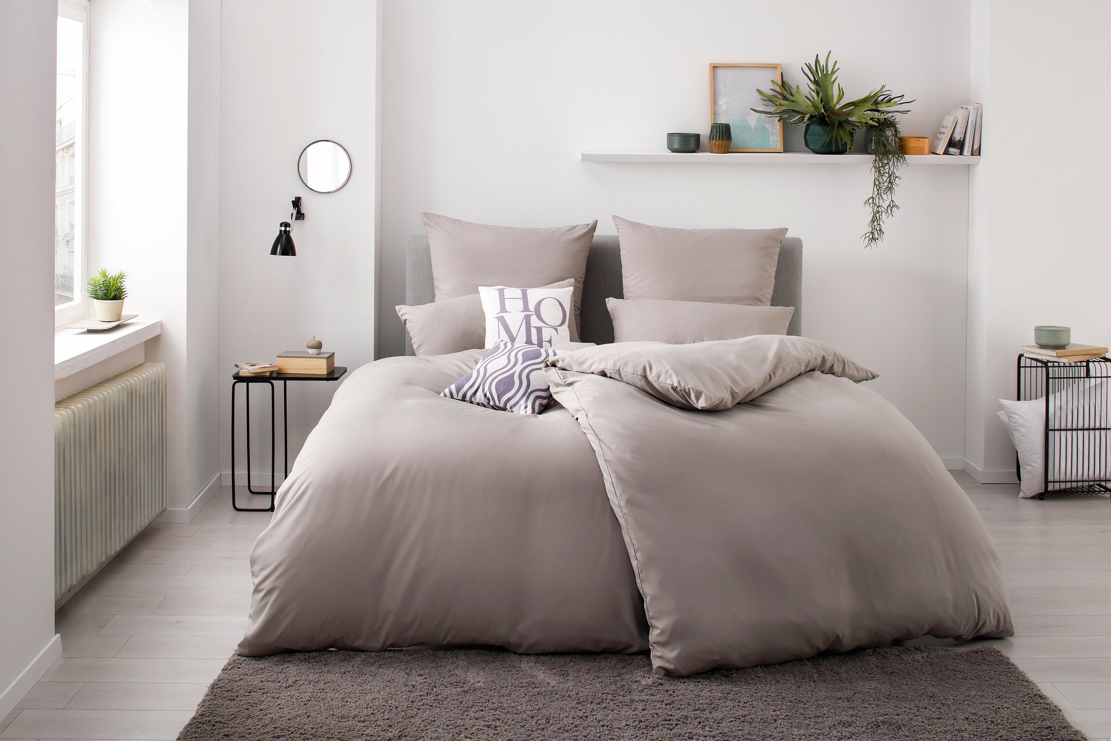 my home Overtrekset Desner Premium kwaliteit, 100 % polyester, zeer zacht, uni, vanaf 135x200 cm