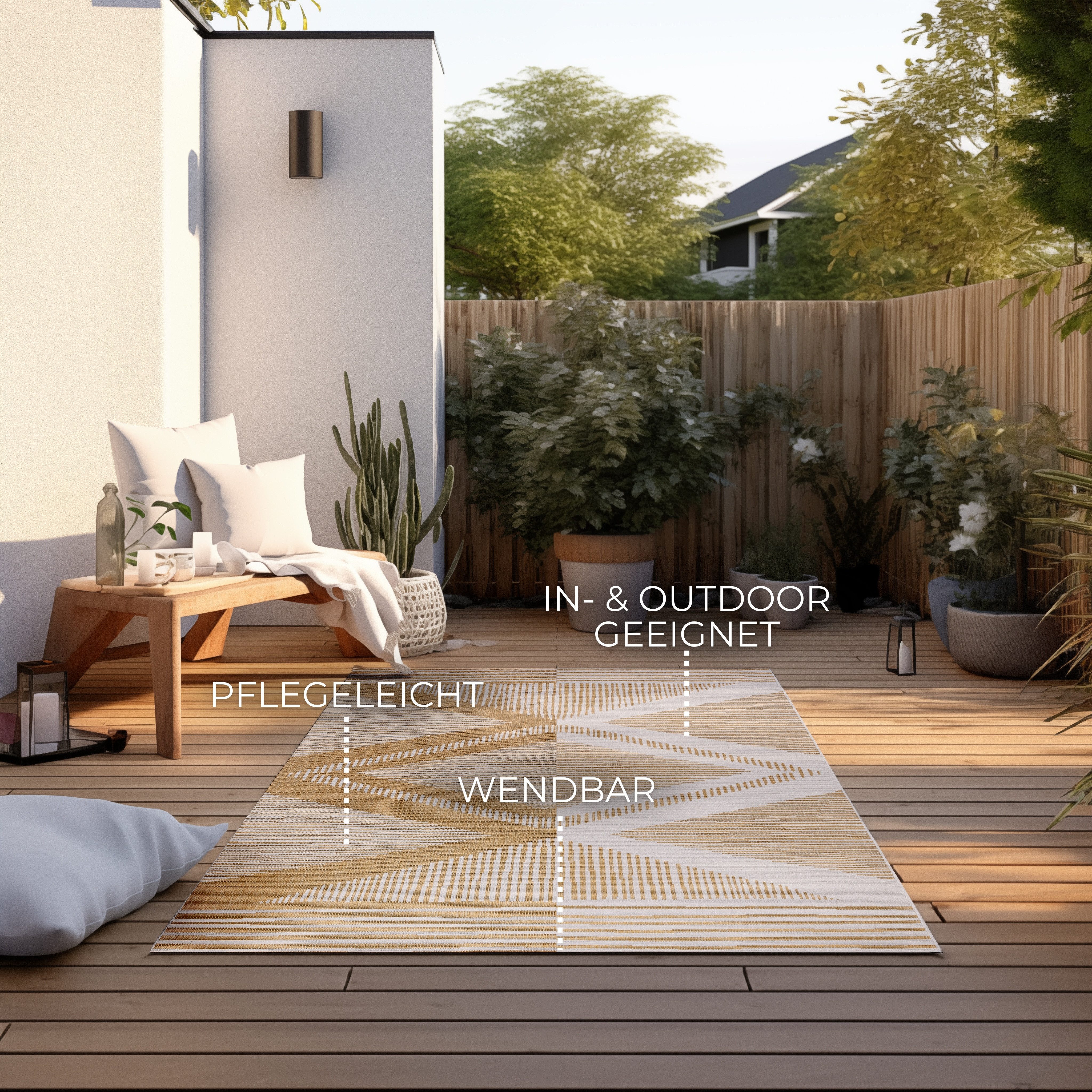 ELLE DECORATION Vloerkleed Rhombus, In- en Outdoor Vlakweefsel, binnen- en buitengebruik, modern, omkeerbaar tapijt, balkon, woonkamer