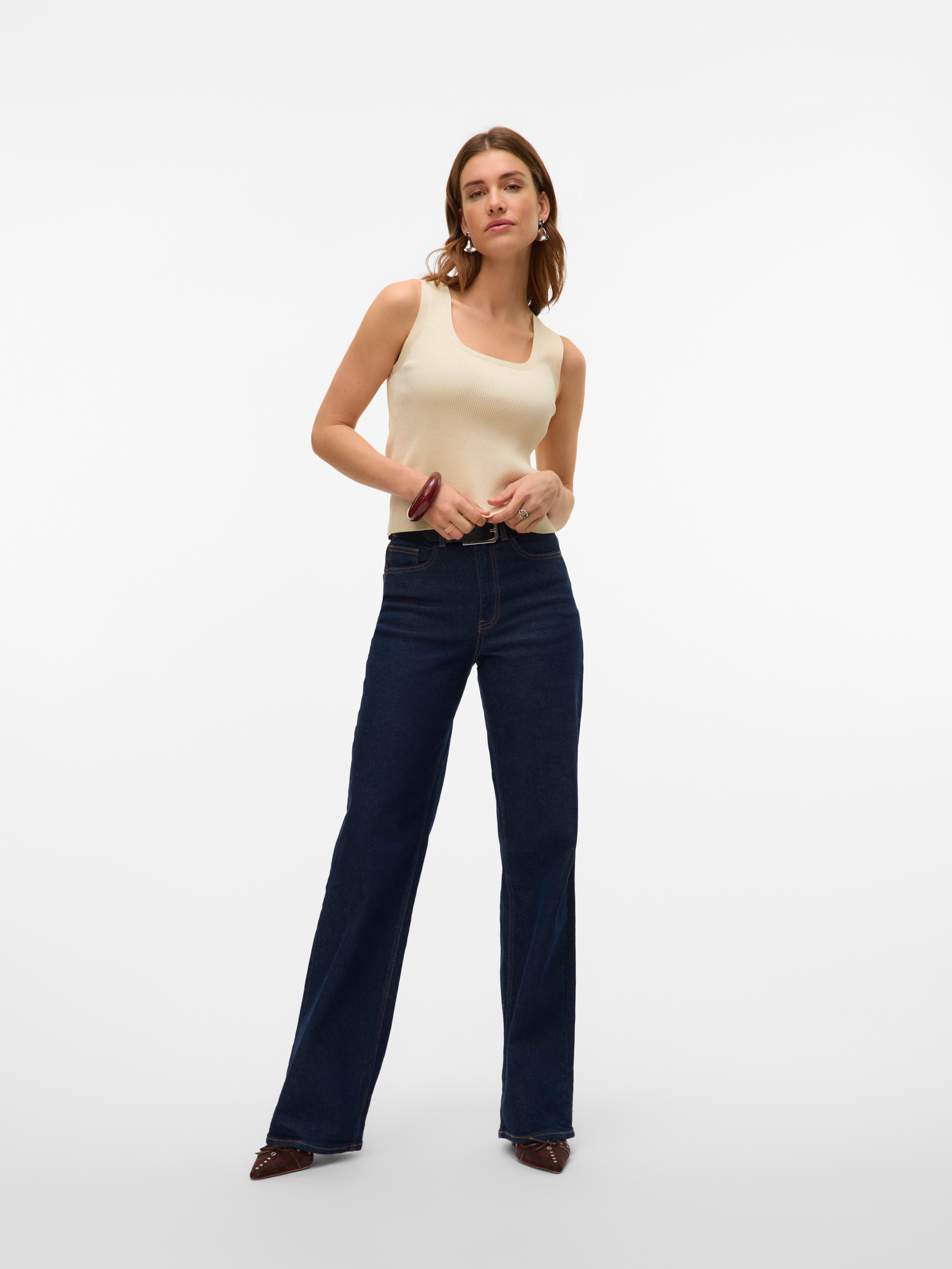 Vero Moda Gebreide top VMPOPPY SL SQUARE NECK TOP VMA NOOS