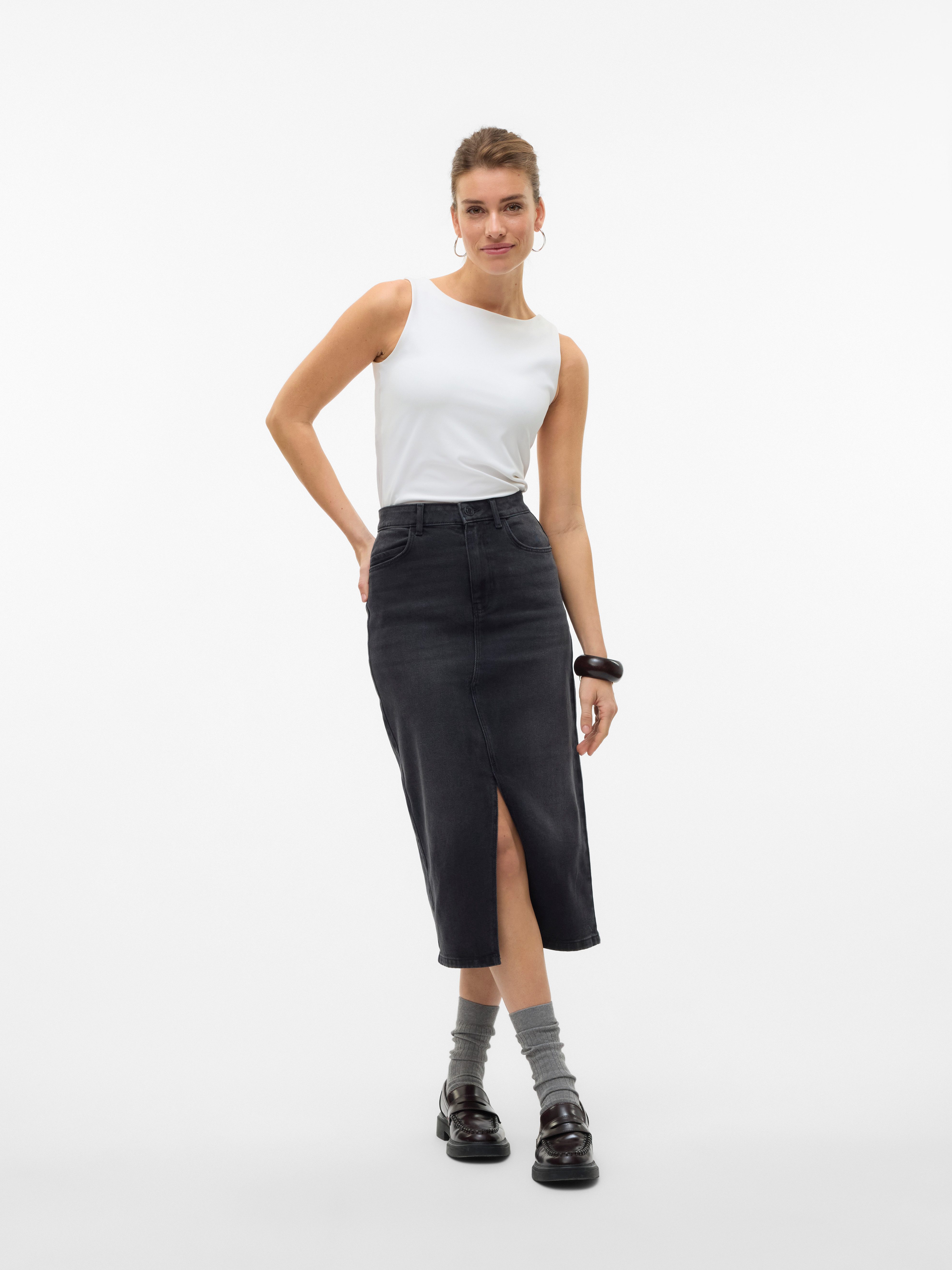 Vero Moda Jeans rok VMNATALIE HR MIDI DNM SKIRT MIX NOOS