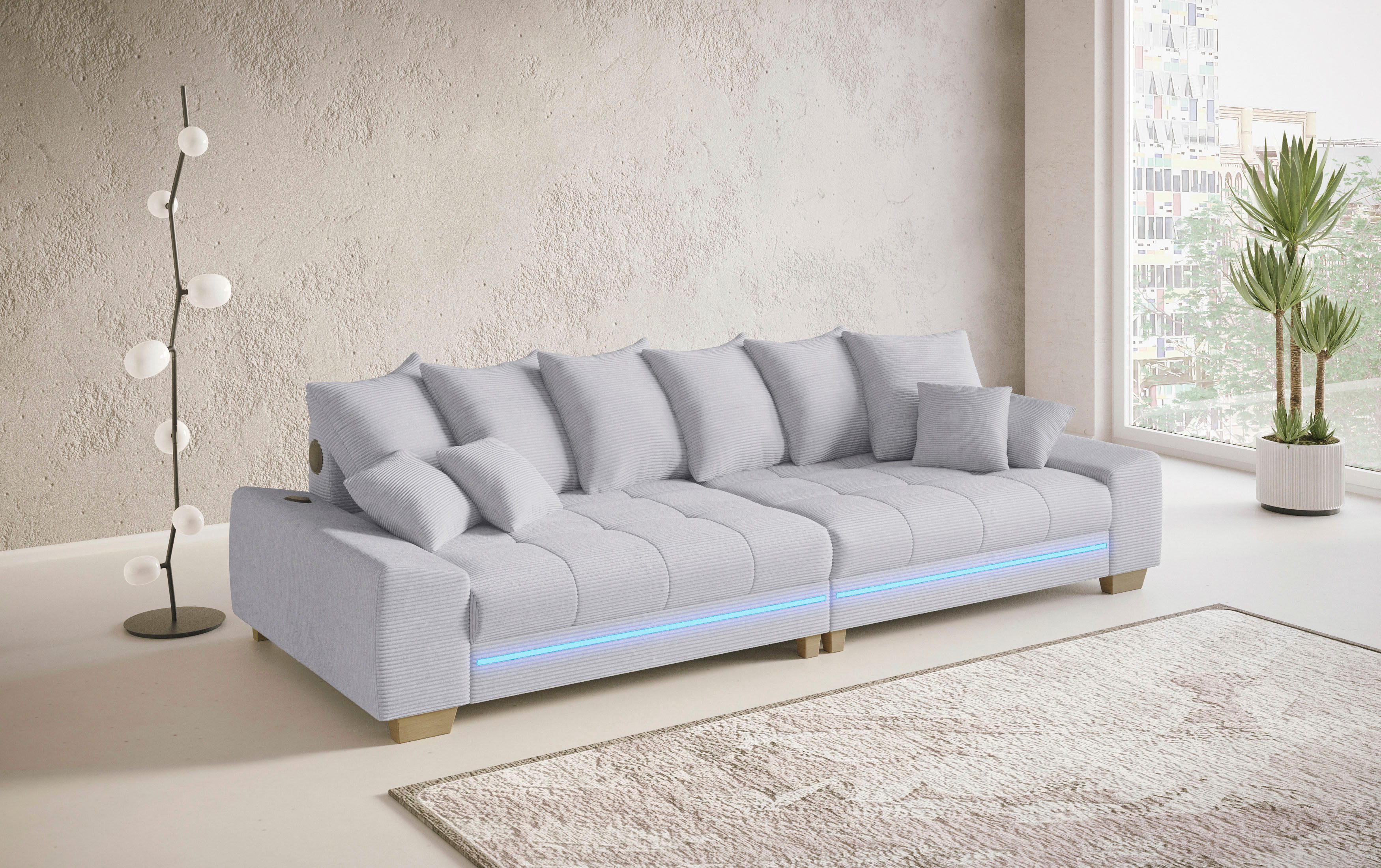 Mr. Couch Megabank Nikita II RGB-LED, Bluetooth-geluidssysteem, optioneel met koudschuim