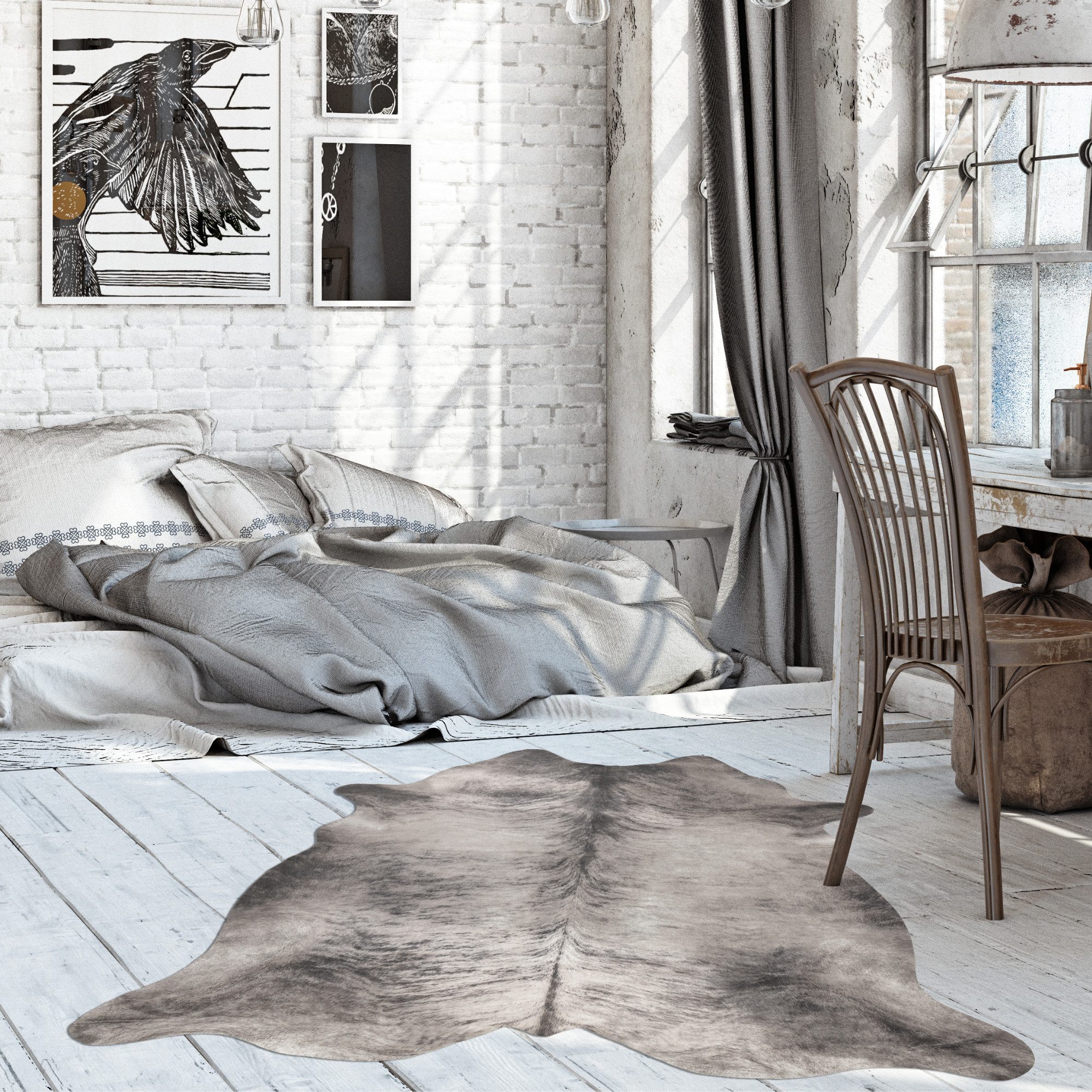 Andiamo Vachtvloerkleed Amarillo Nepbont, gedrukte koeienhuid-look, woonkamer, klantenfavoriet