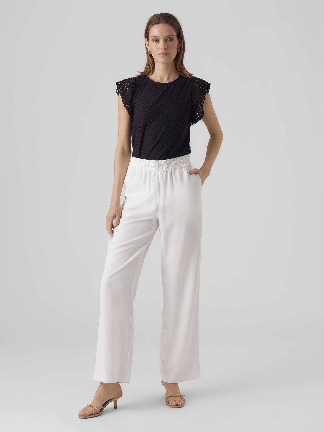 Vero Moda Shirt met ronde hals VMTASSA SL FRILL TOP NOOS
