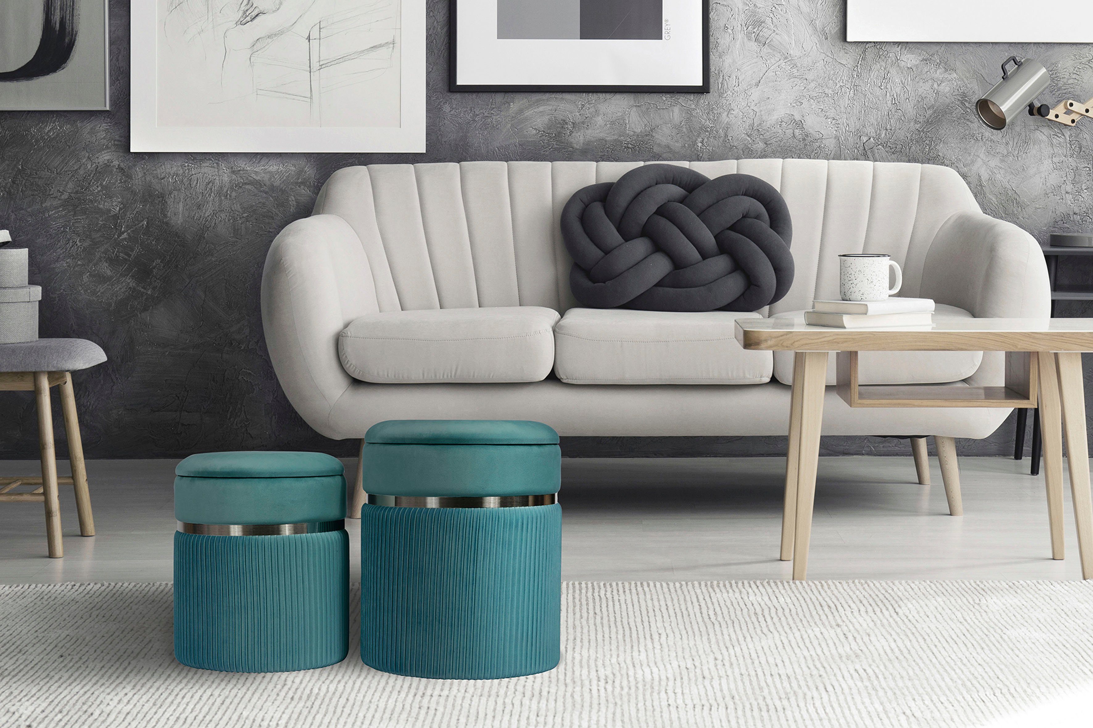 Kayoom Zithoek Kruk Zora 325 2-delige set, fluweelzachte stof bekleding, ronde elegante vorm (set, 2-delig)