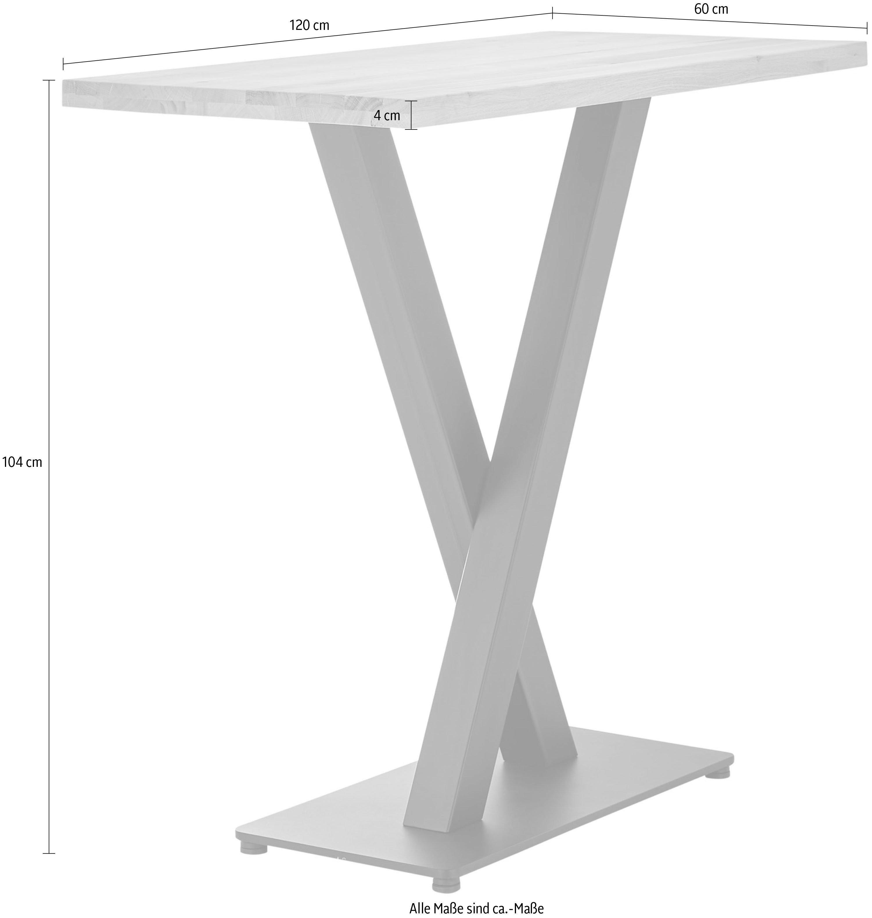 Stolkom Bartafel Duke eik massief hout geolied, hoge tafel BxHxD 120x104x60 cm