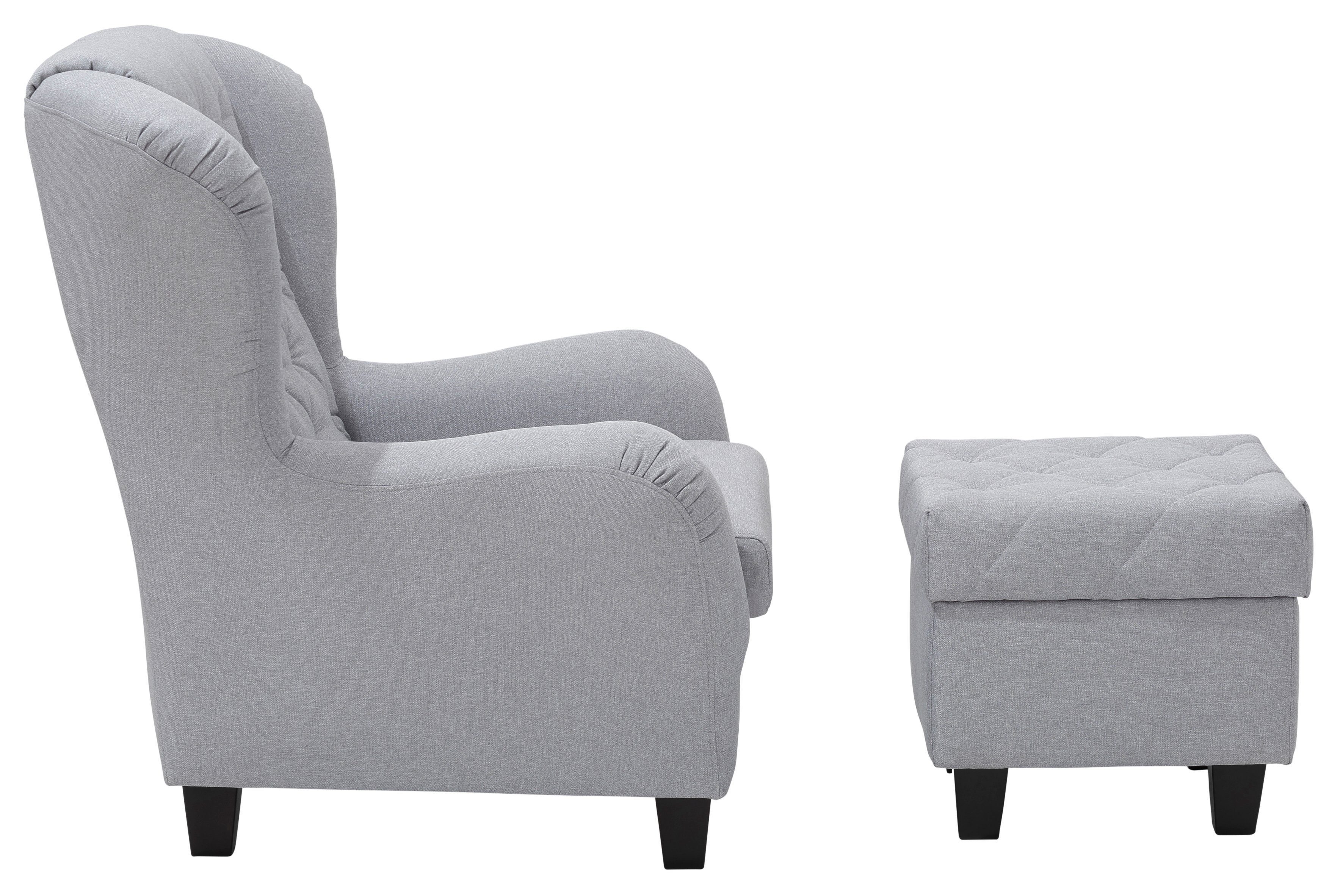 Home affaire Oorfauteuil ALEXANDRA incl. hocker, met stiksels, in vele kleuren (2-delig - 2 stuks)