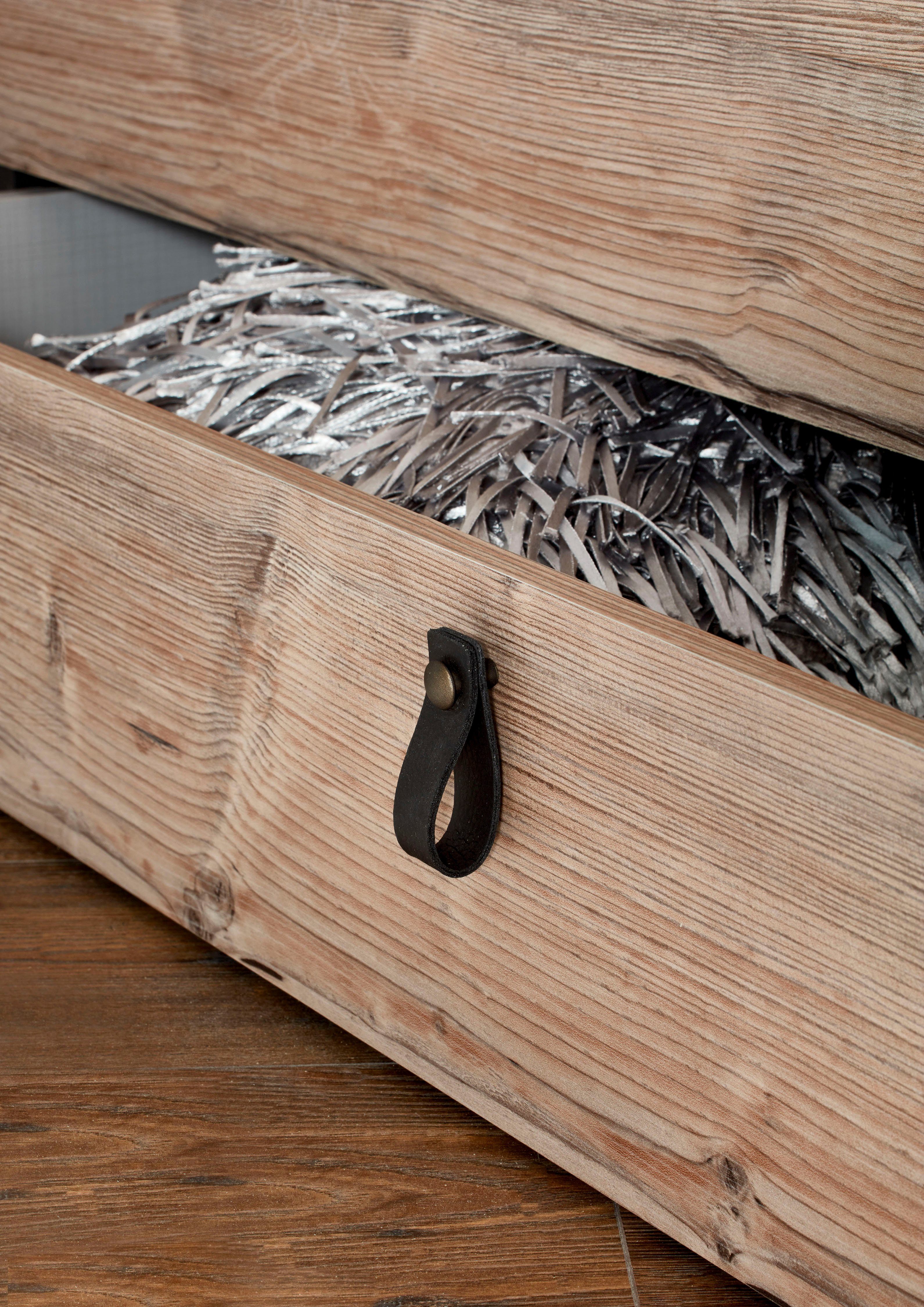 Wimex Slaapkamerserie Stockholm, rustieke look in industrieel ontwerp 6-delig, kledingkast met spiegel, bed inclusief lades (set)