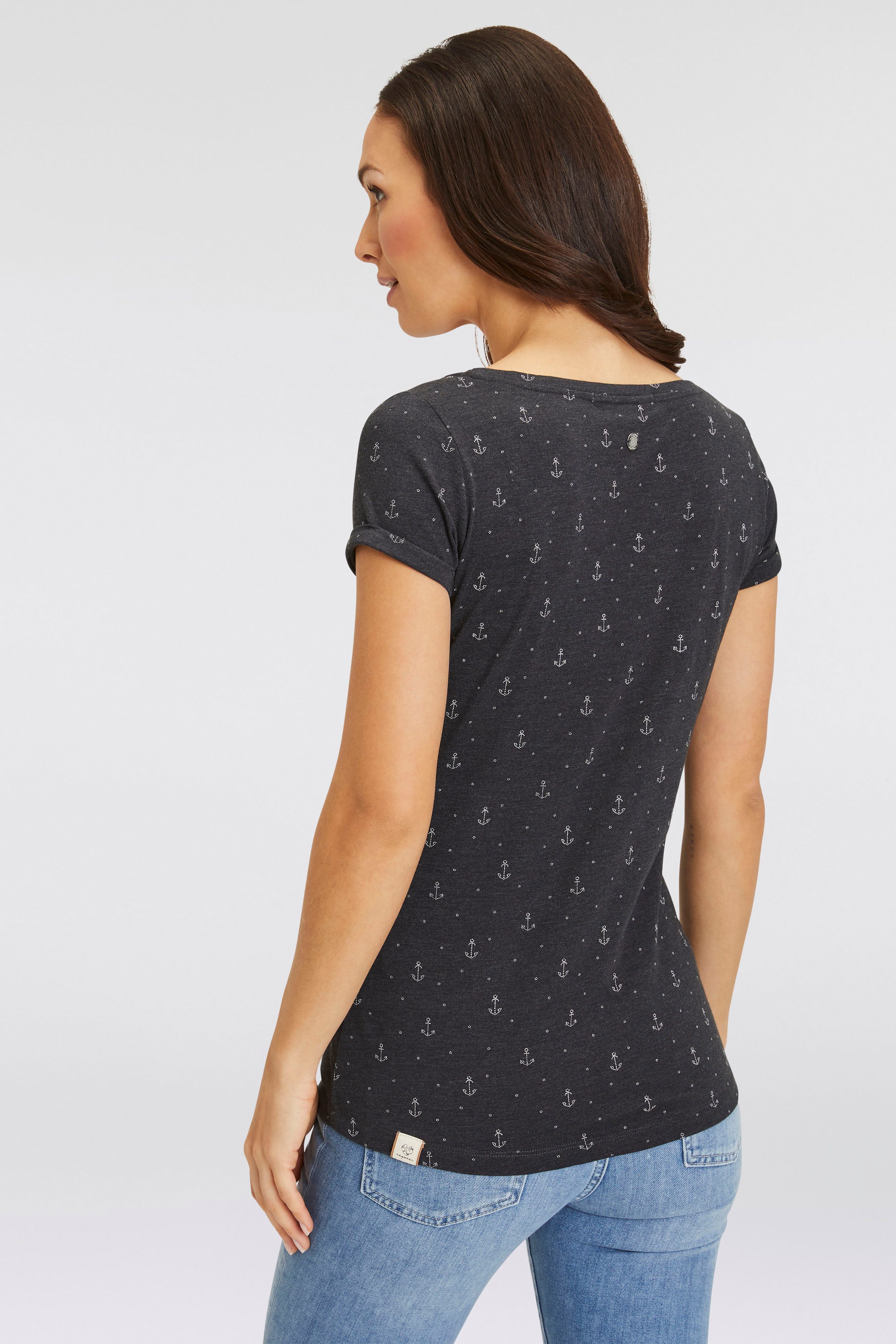 Ragwear T-shirt FLORAH A ORGANIC O met maritieme anker-print all-over