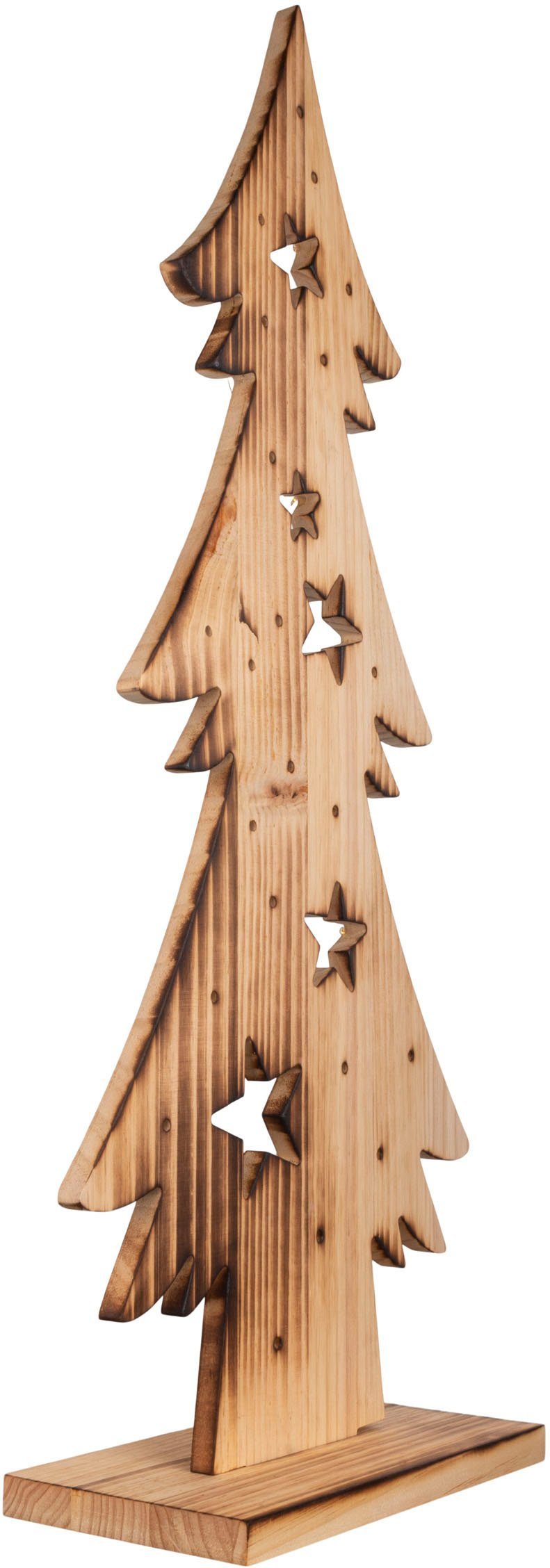 näve Led-boom Kerstboom, kerstdecoratie van hout Houten vloerlamp, hoogte ca. 80 cm, op batterijen (1 stuk)