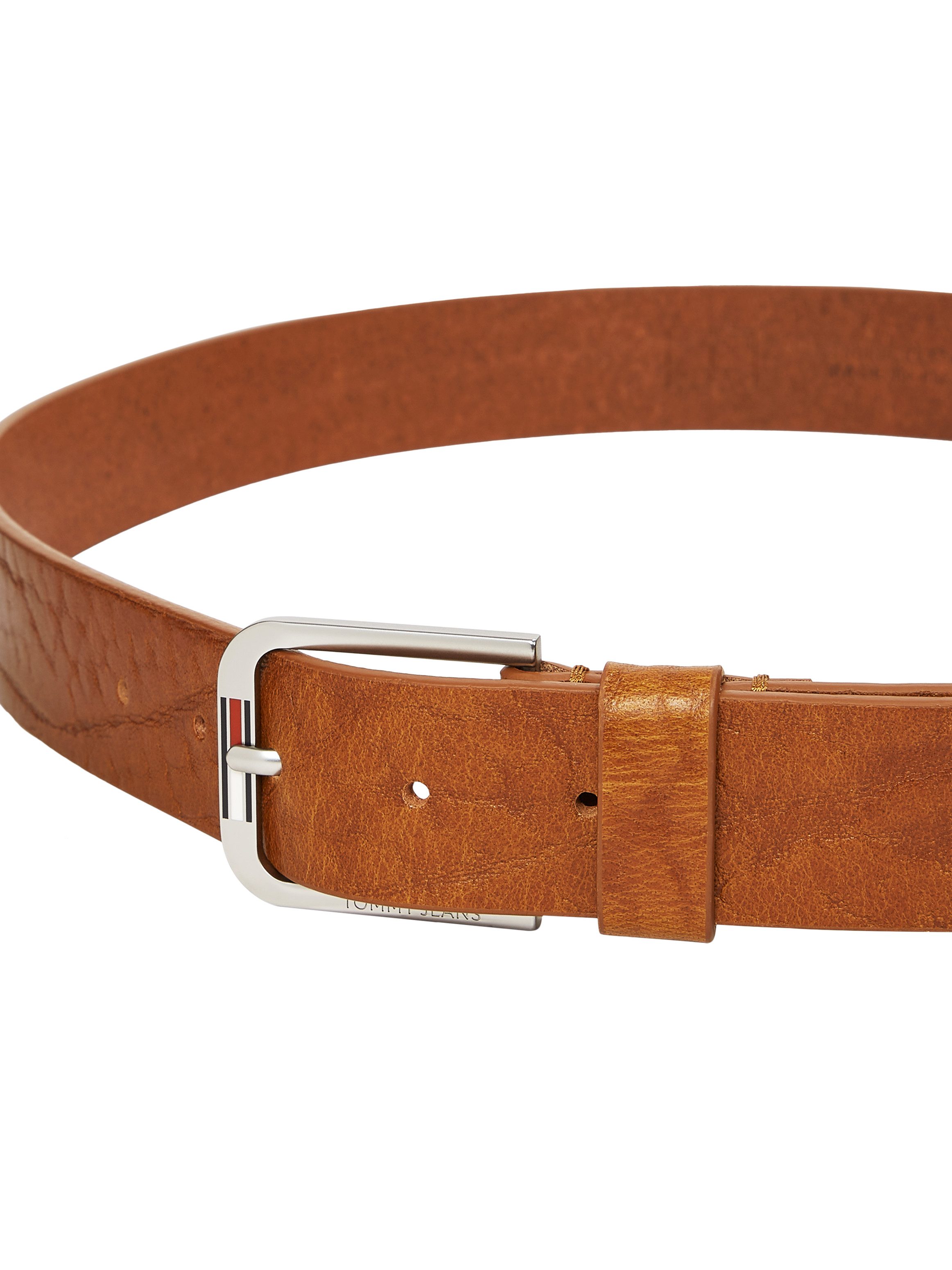 TOMMY JEANS Leren riem TJM AUSTIN TEXTURE 3.5 Label op de sluiting, nerf leer