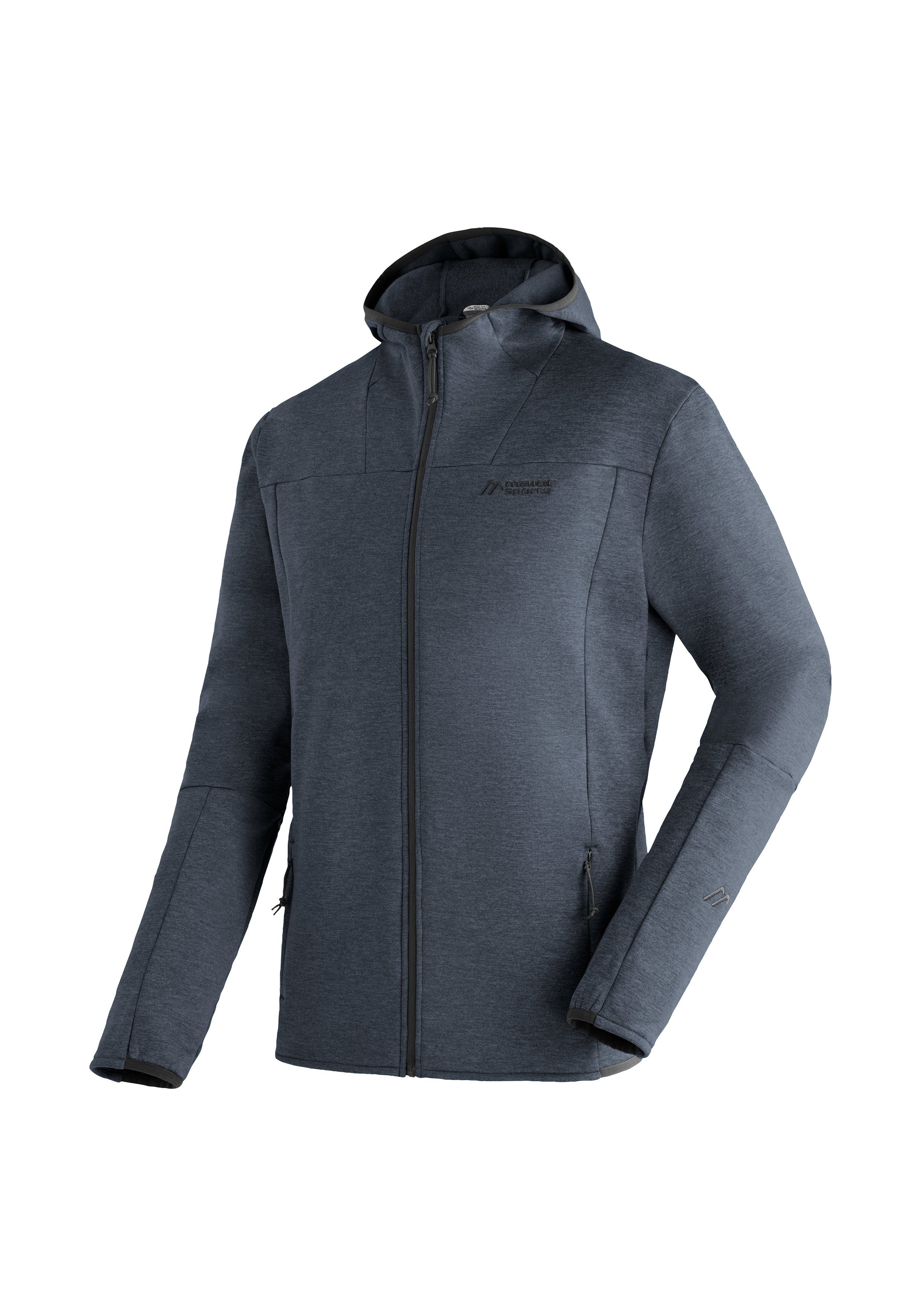 Maier Sports Fleecejack Fave M Heren fleece met verstelbare capuchon, ademende zip-hoodie heren jassen maat 56 grijs